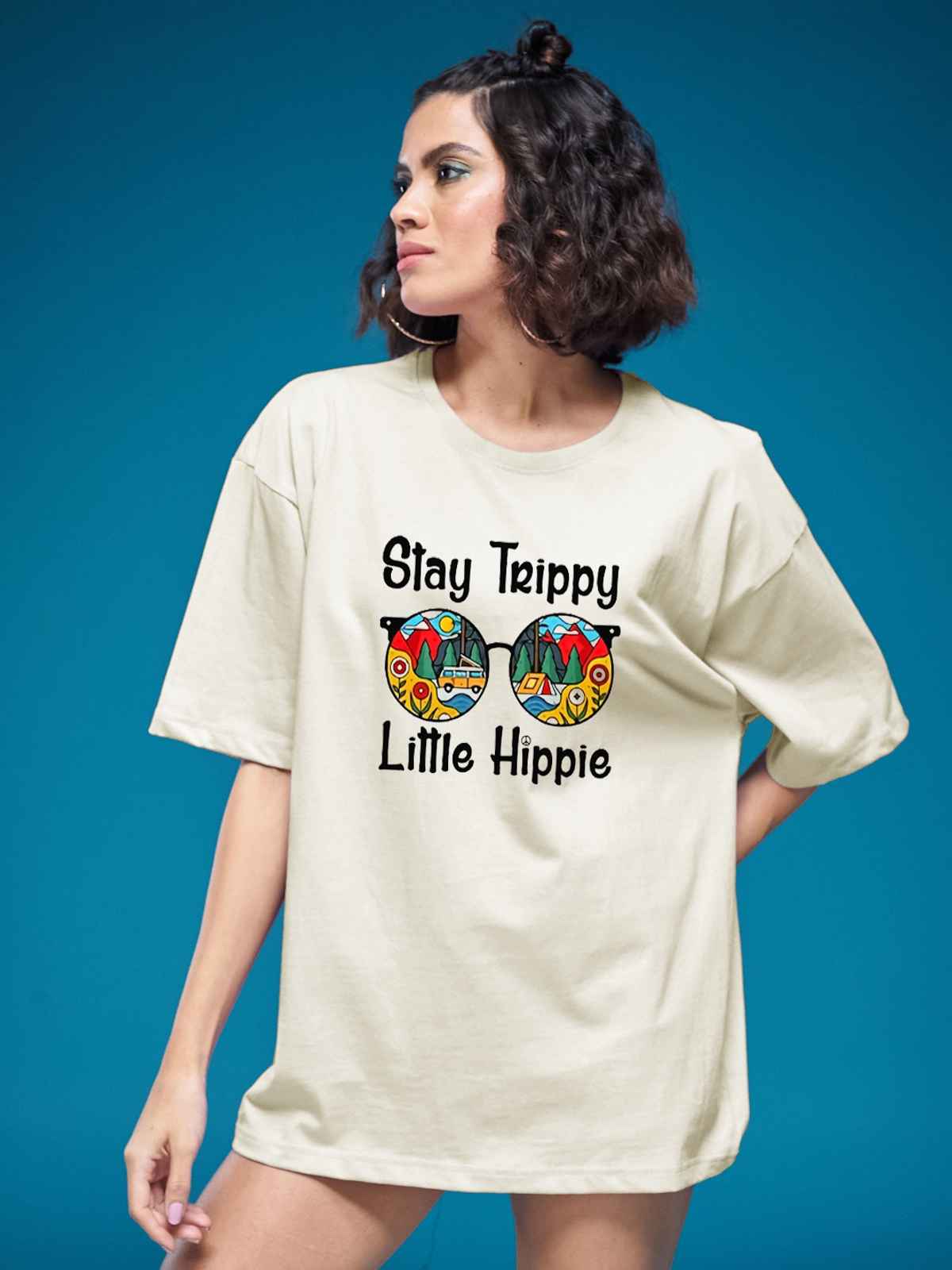 Smartees Women's Oversize Printed T-shirt | WW - 2032 | Skin - L