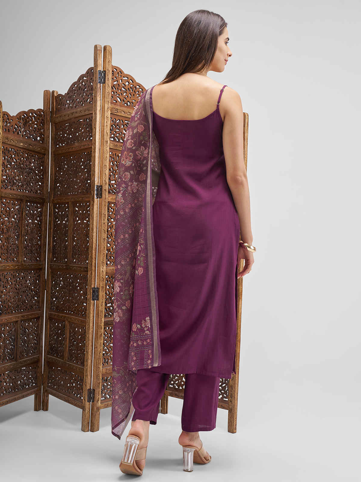 Vishudh Women's Kurta Sets | Plum - M