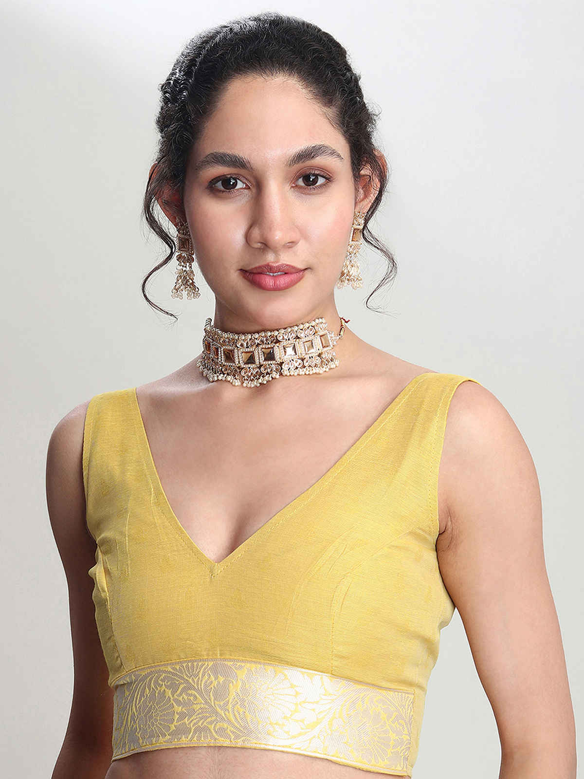 Janasya Women's Silk Blend Floral Woven Design Jacquard Saree with Blouse Piece | SAR632 | Yellow
