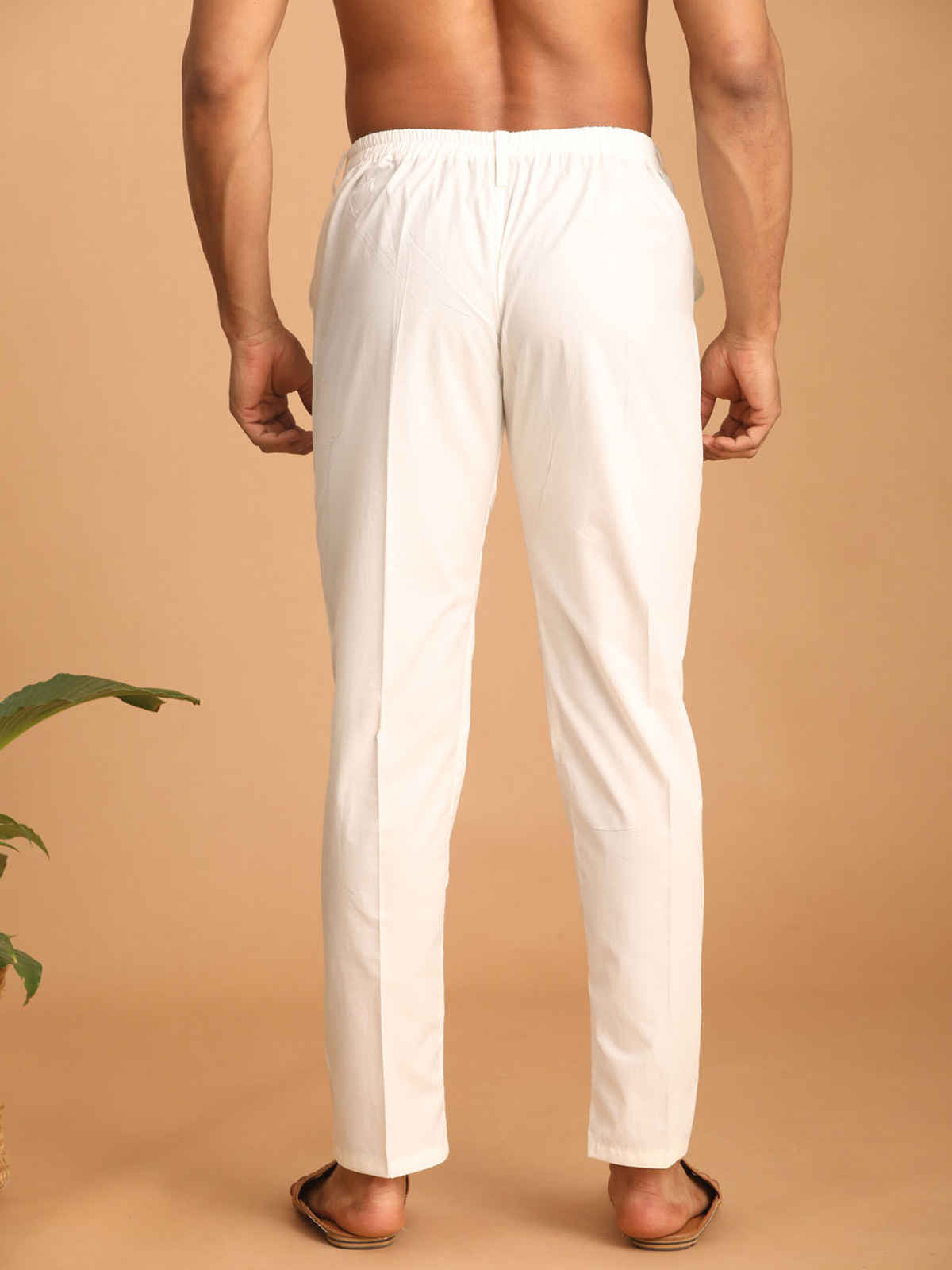 Vastramay Men's Cotton Pant Style Pyjama | Cream | S