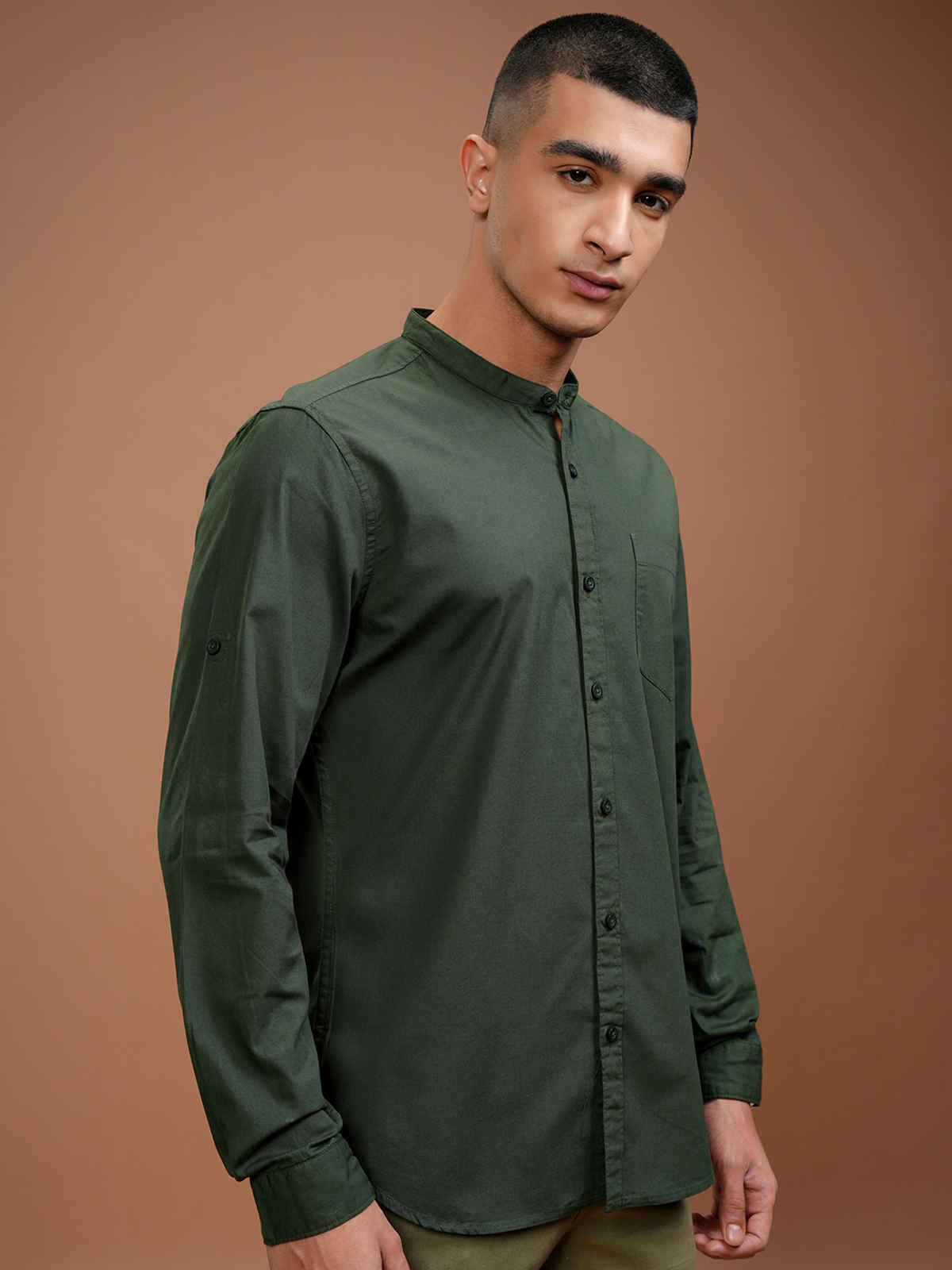 Highlander Men's Slim Fit Casual Shirt | Olive Green - M