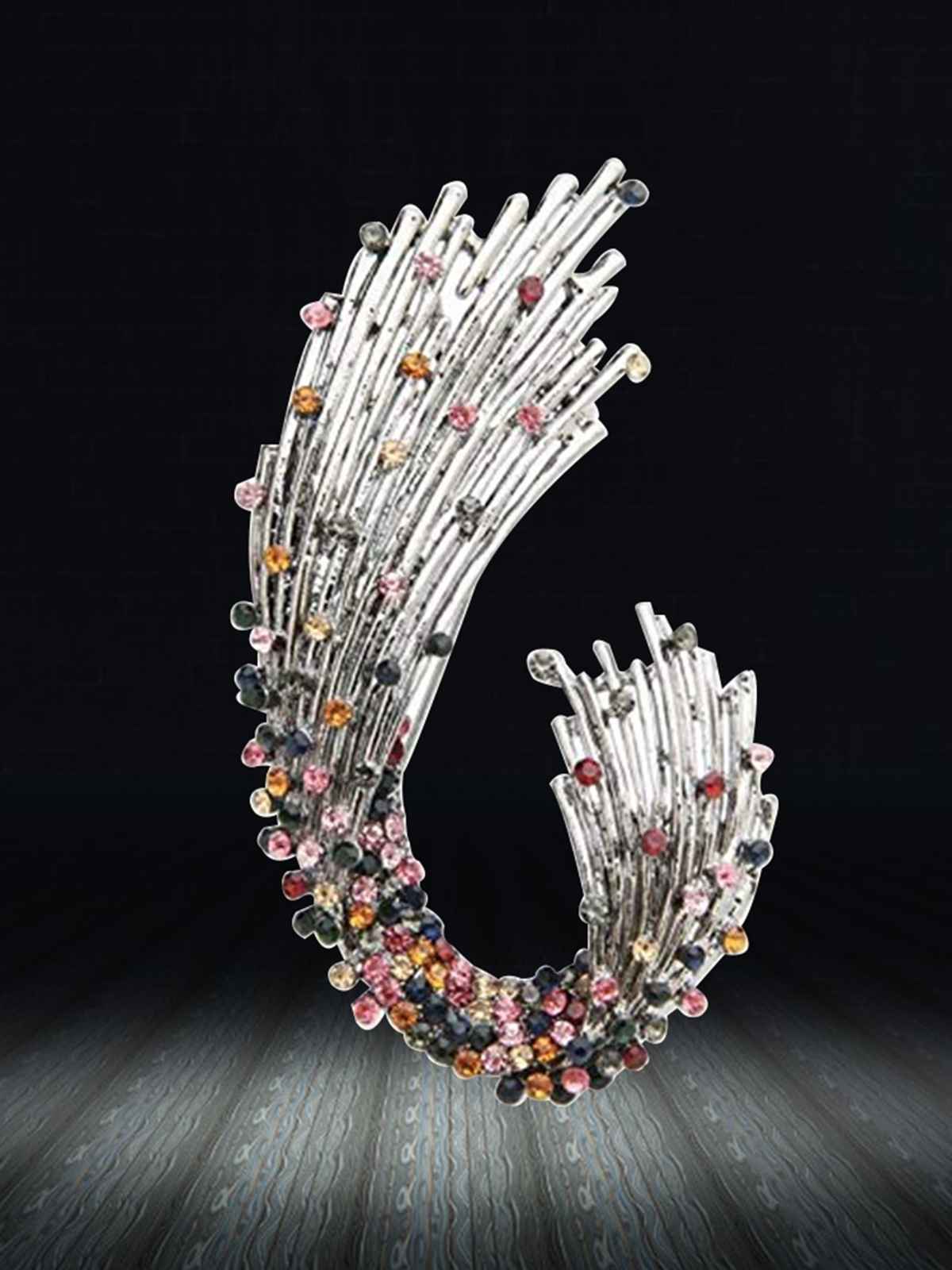 Youbella Crystal Unisex Leaf Brooch For Wedding/Party For Women/Girls/Men (Silver)(Yb - Brooch - 125)