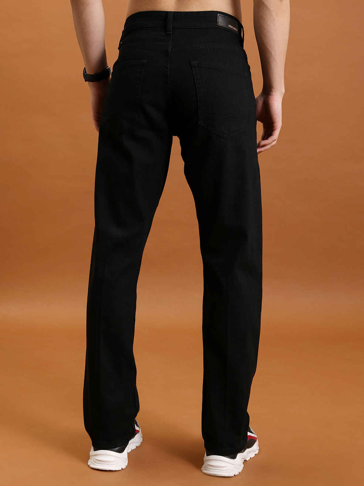 Highlander Men's Straight Fit Clean Look Stretchable Jeans | Black - 32