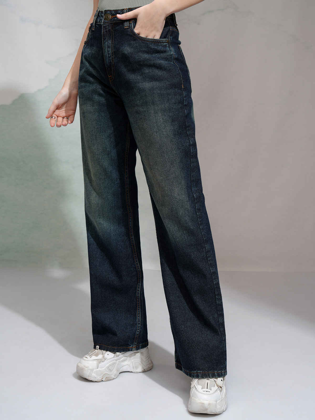 Tokyo Talkies Women's Mid Rise Bootcut Jeans | Blue - 34