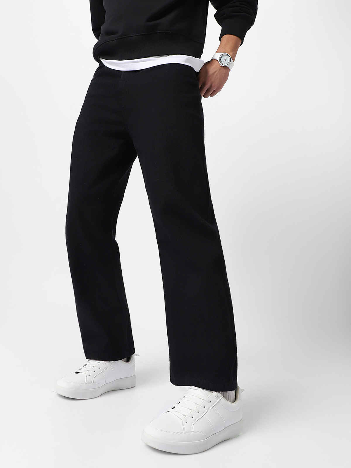 Urbano Fashion Men's Jeans Loose Baggy Fit Washed Non-Stretchable | Black | 32