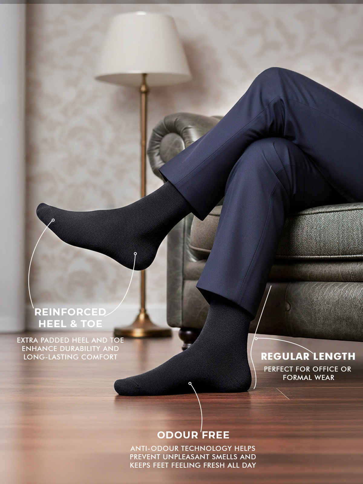 Supersox Men's Solid Combed Cotton Socks | Black - Free Size