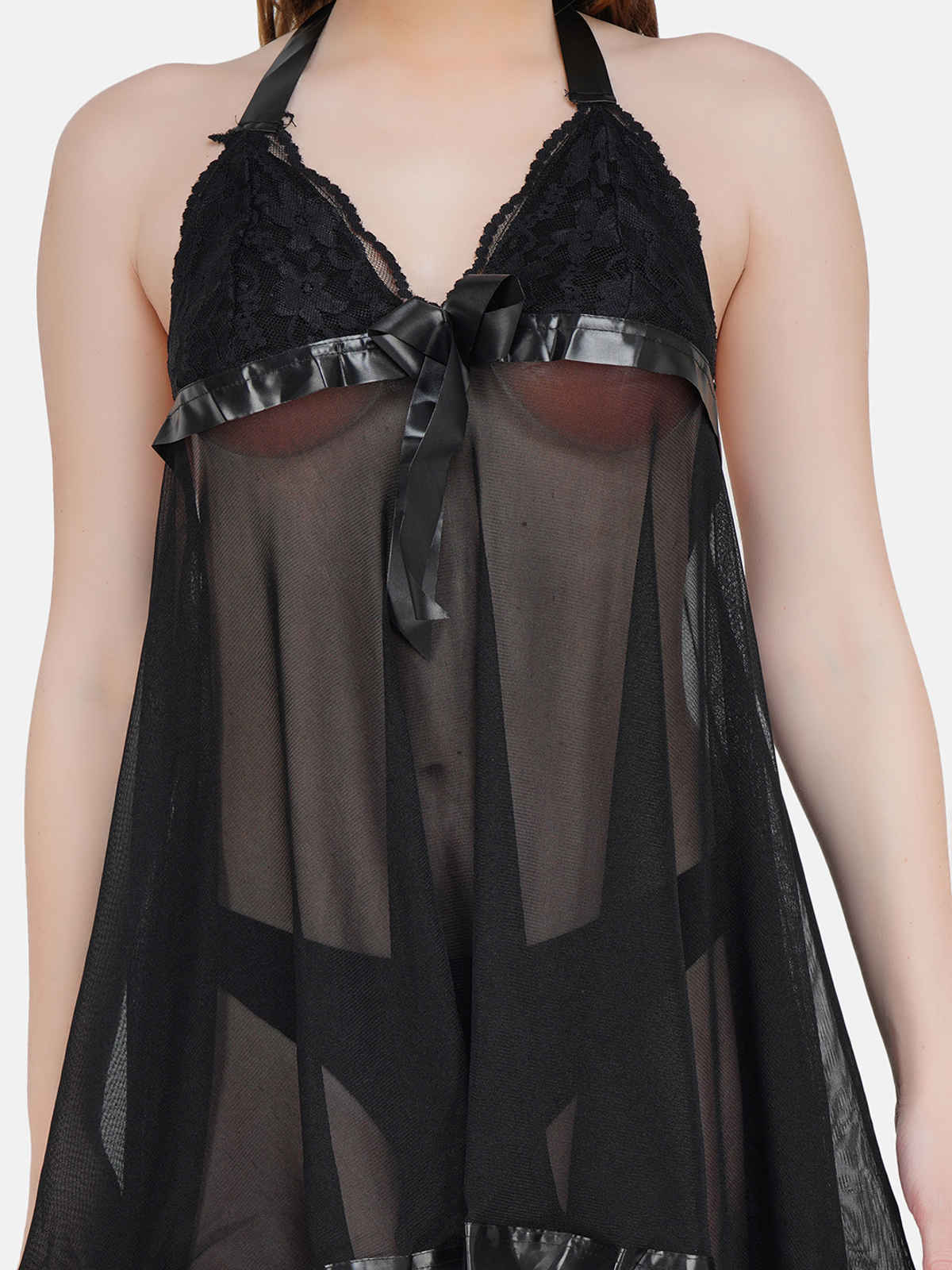 Dunberry London Women Net Babydoll With Brief | Black - FS