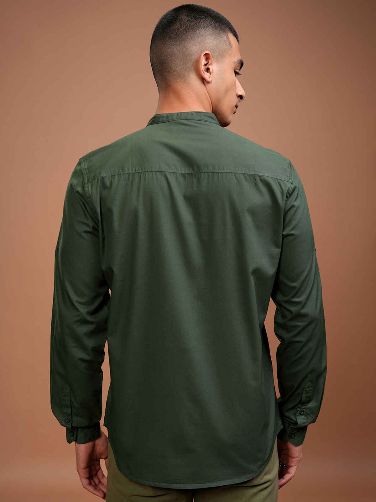 Highlander Men's Slim Fit Casual Shirt | Olive Green - M