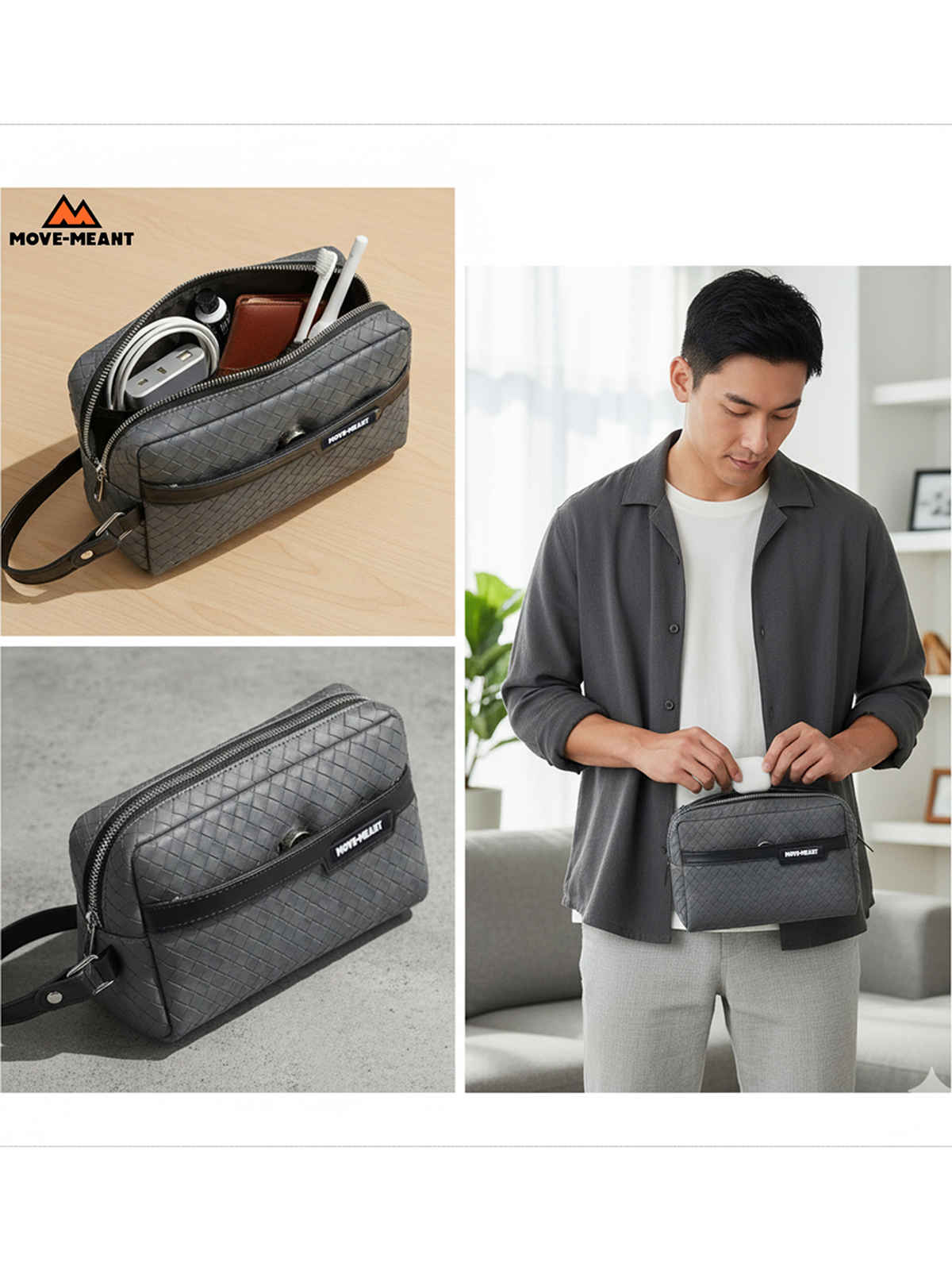 Crown Kit | Toiletry Kit for Men & Women | Travel Pouch for Makeup & Shaving | Grey