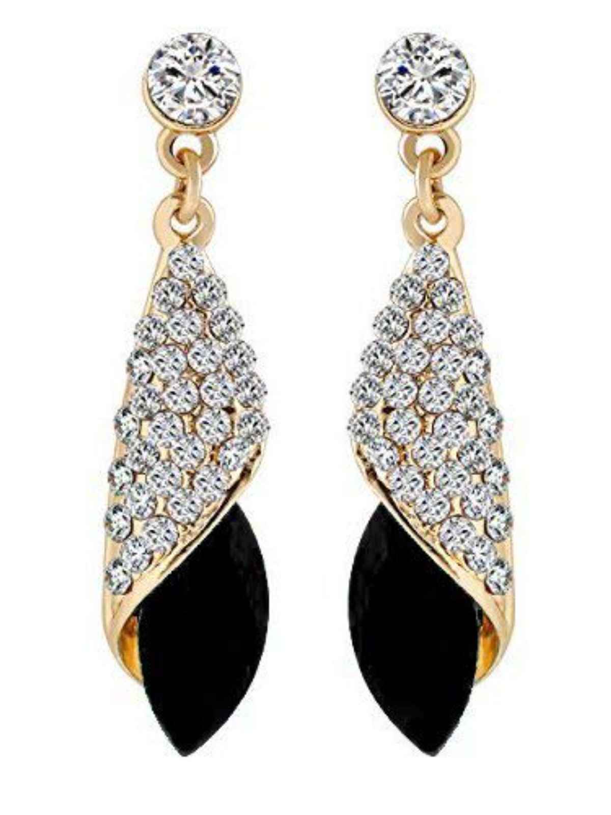 Youbella Jewellery Crystal Drop Earrings For Girls And Women (Golden Black)(Ybear - 32066)