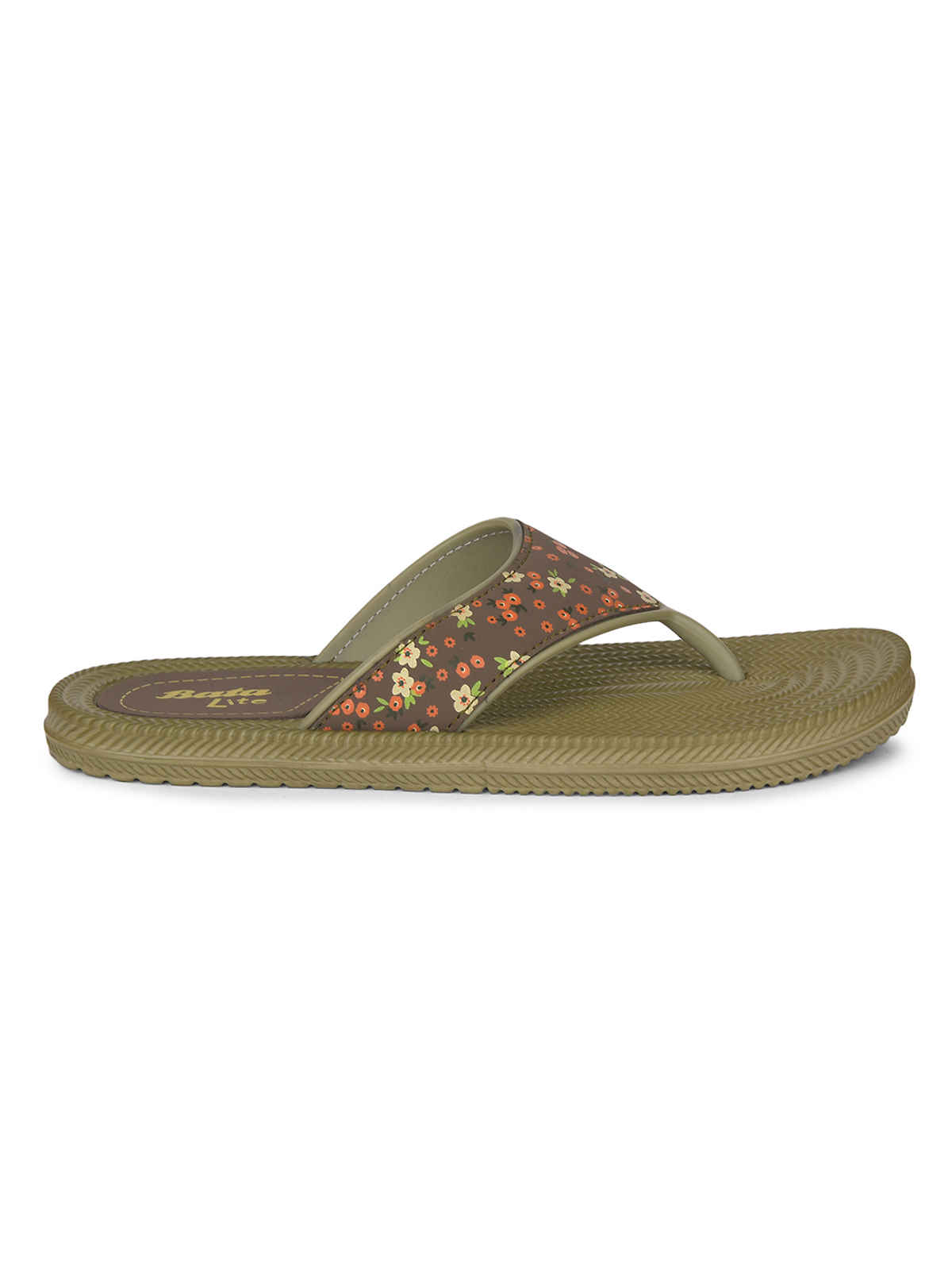 Bata Women's Printed Thong Flip-Flops | Green - UK 7