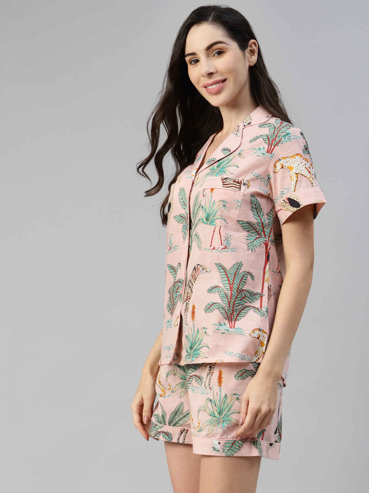Divena Cotton Floral Print Women's Night Suit | DK0220 | Pink - XL