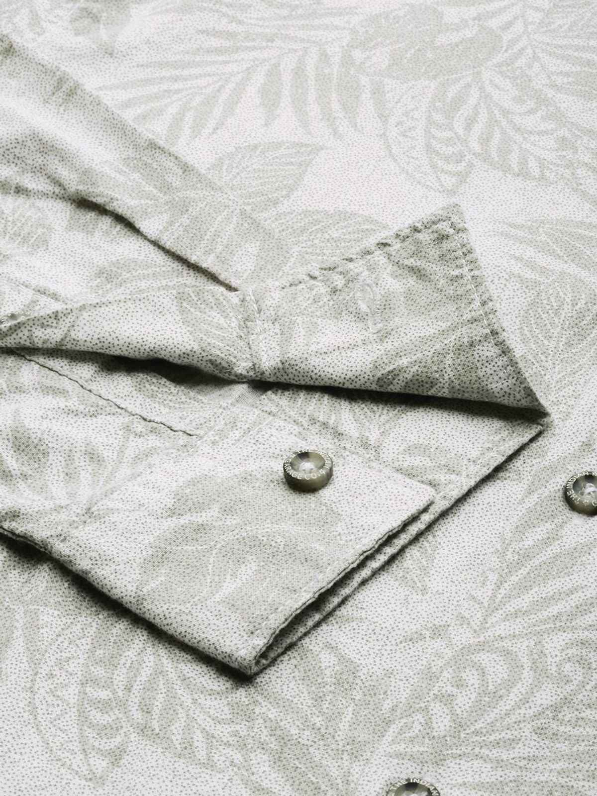 The Indian Garage Co Men's Slim Fit Tropical Casual Shirt | Grey - L