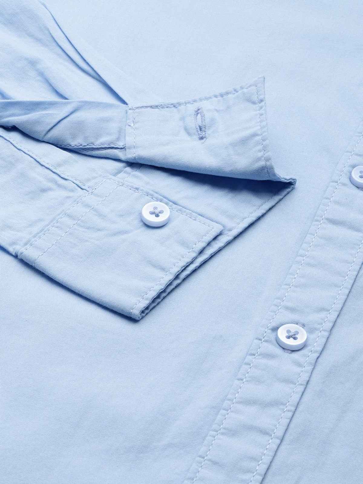 The Indian Garage Co Men's Slim Fit Solid Casual Shirt | Blue - M