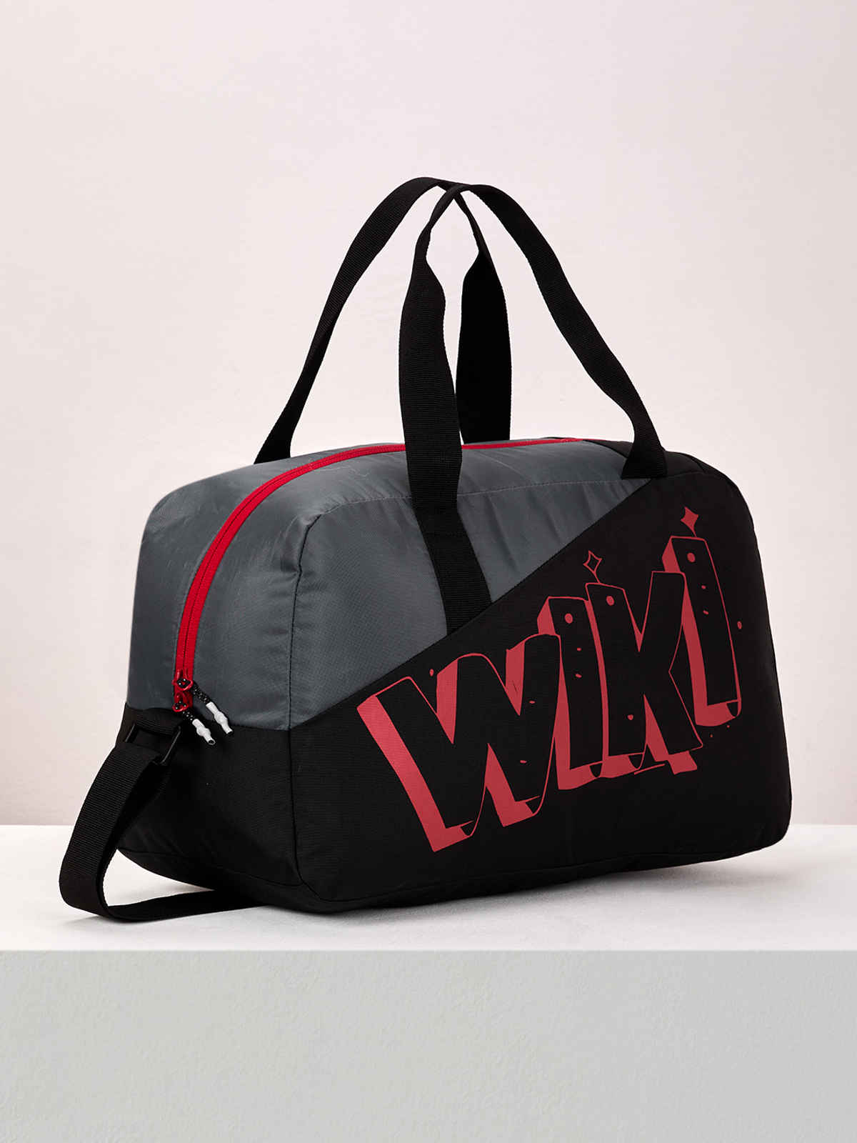 Wildcraft Unisex Color Block Polyester Duffel Bag | Black and Grey - 22 cm