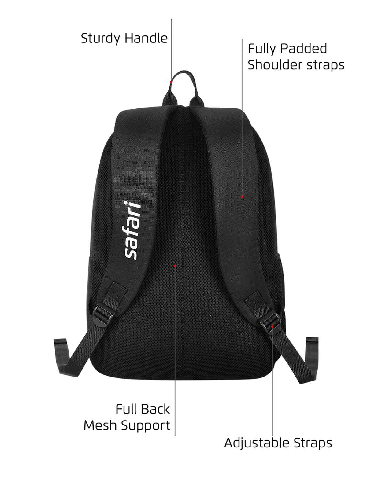 Safari Unisex Logo Polyester 30 L Top Handle Casual Backpack | Black - L