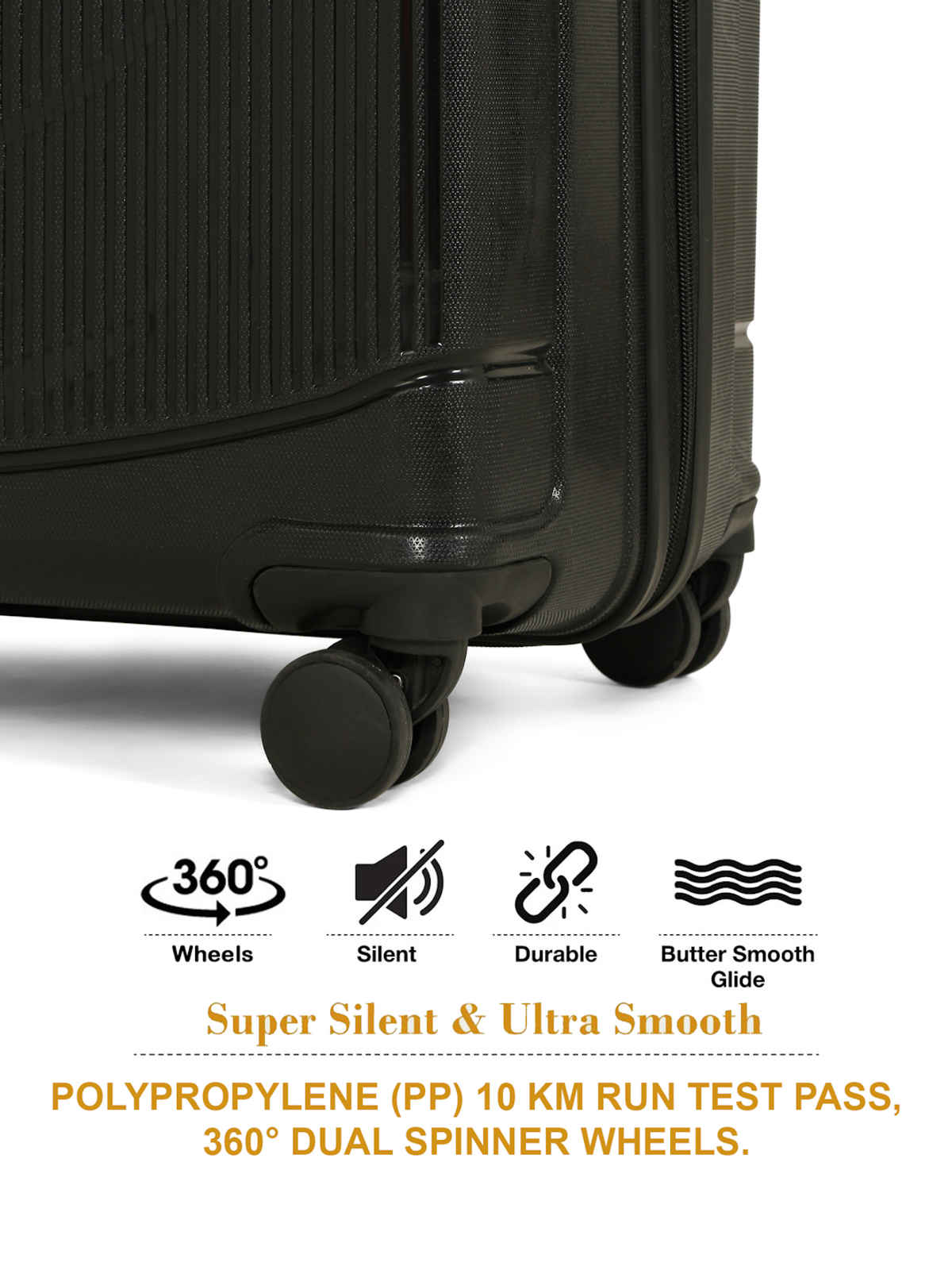 Teakwood Textured PP 48 L Telescopic Hard Luggage | Black - 55 cm