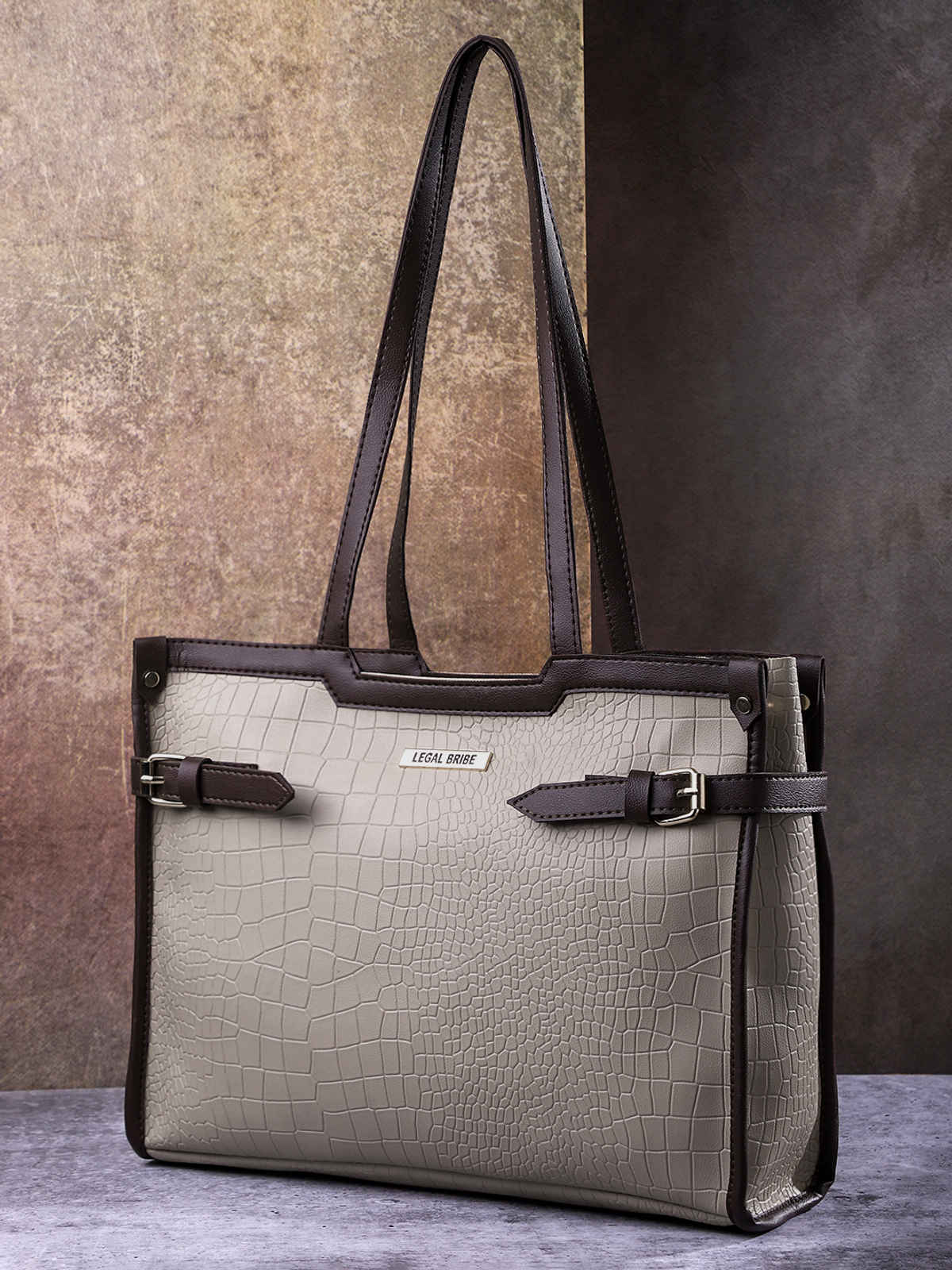 Legal Bribe Stylish Buckle Tote Bag | Beige | LB2065