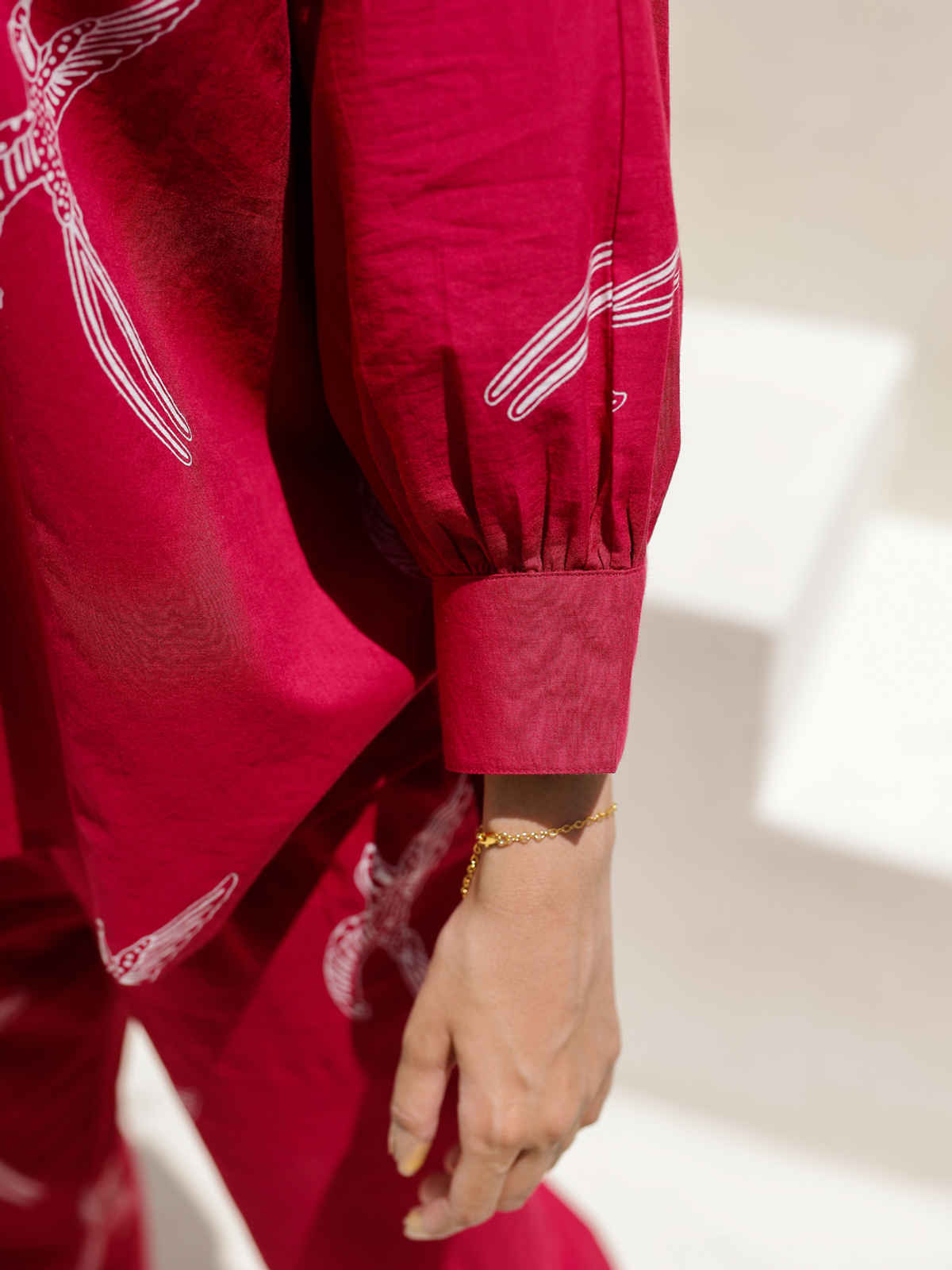 Sanskrutihomes Conversational Printed Pure Cotton Night Suit | Red - M