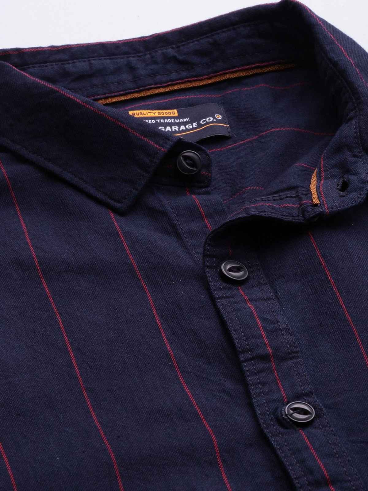 The Indian Garage Co Men's Slim Fit Solid Casual Shirt | Black - S