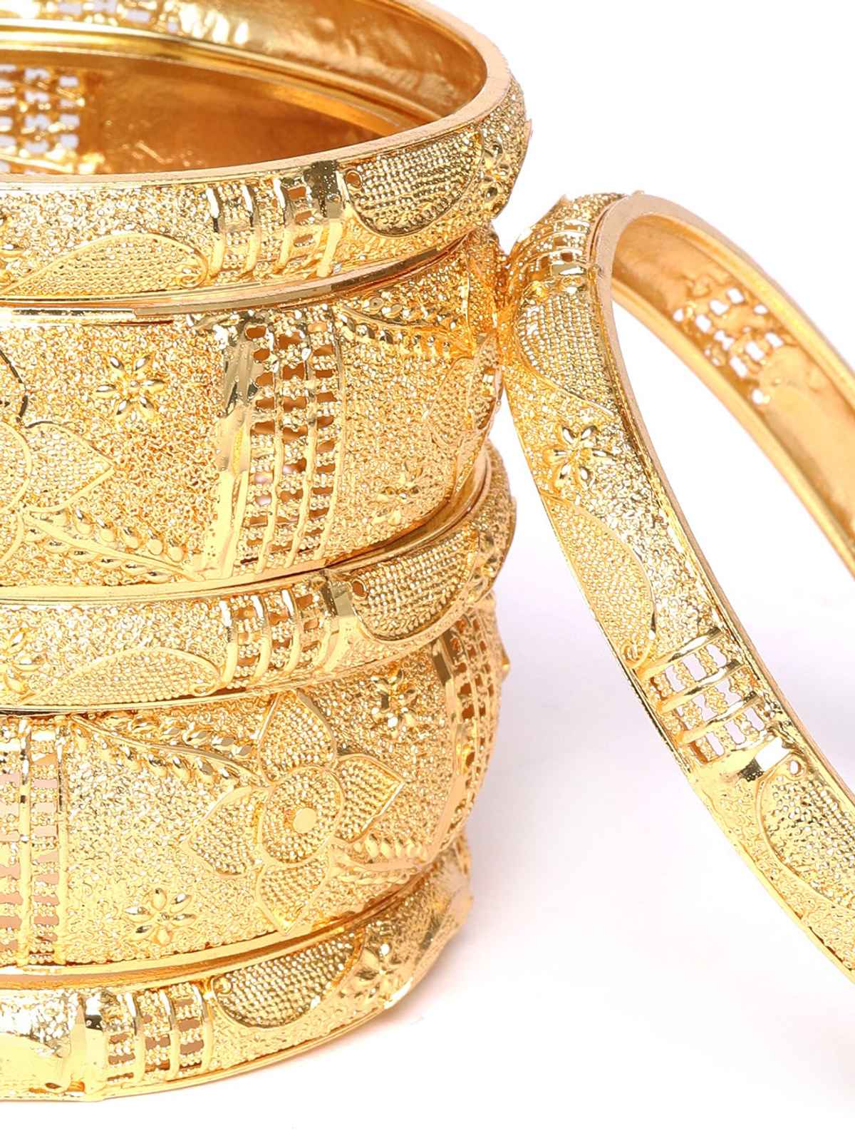 Youbella Traditional 1 Gm Gold Jewellery Gold Plated Bangle Set For Women (Golden)(Ybbn - 91519 - 2.6)