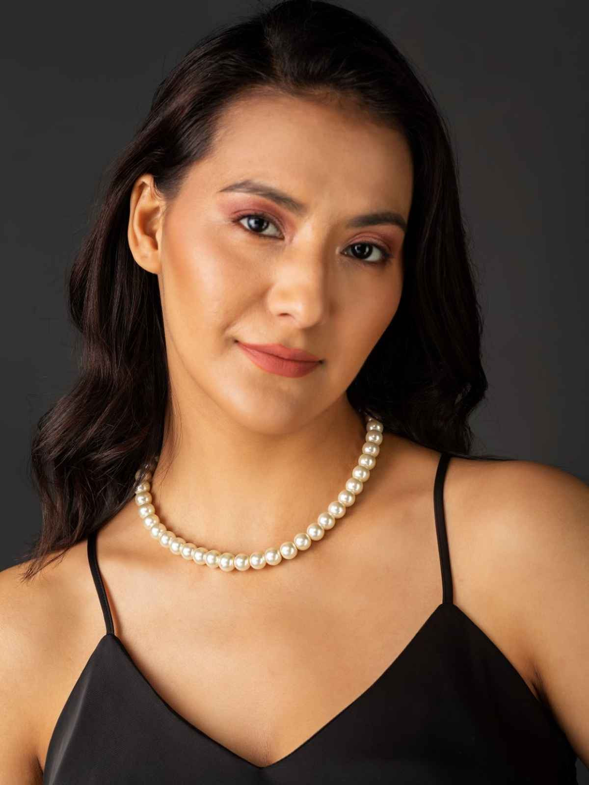 Priyaasi Classic White Pearl Link Gold-Plated Necklace