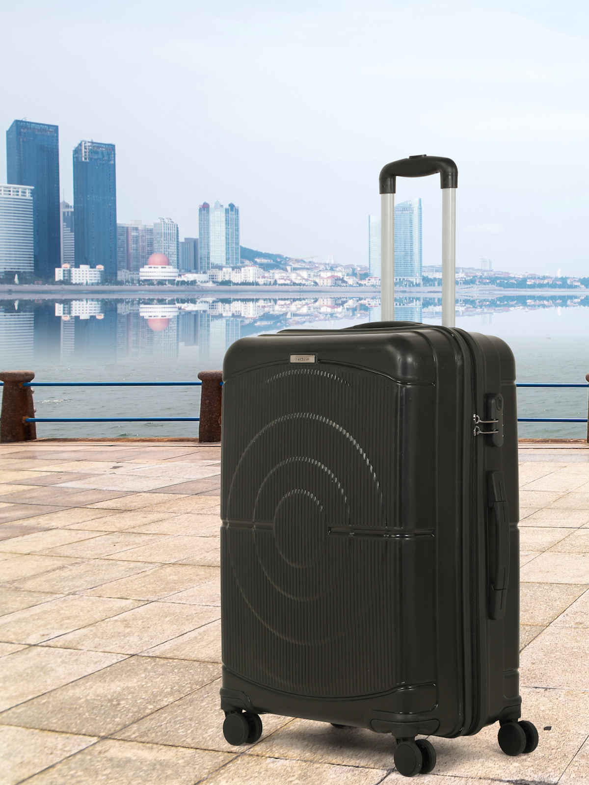 Teakwood Leather Trolley Bag | T TR DART ALFA B1 BL 02 | Black - Medium