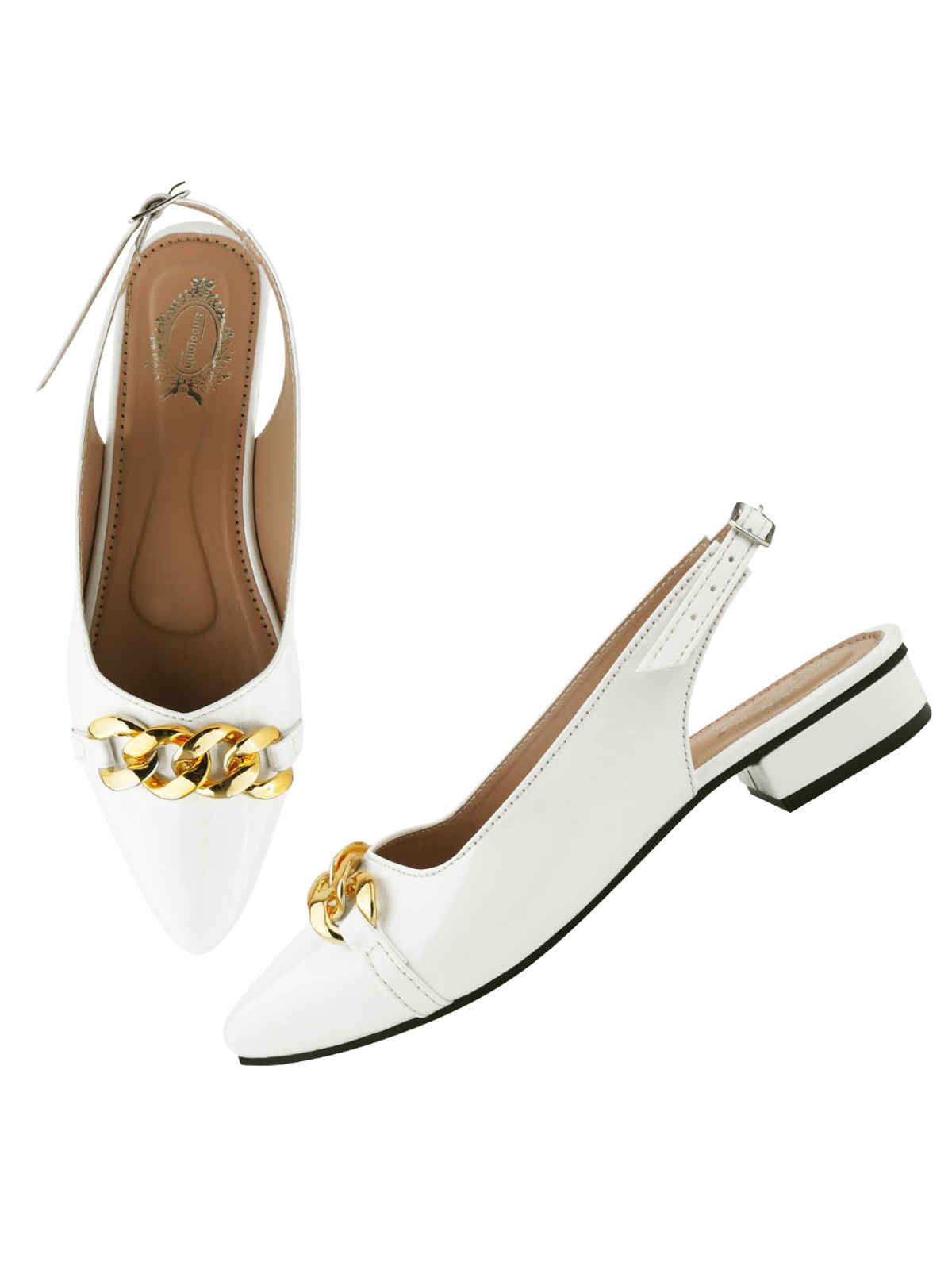 Shoetopia Women's Pointed Toe Flat Belly | White - UK 4