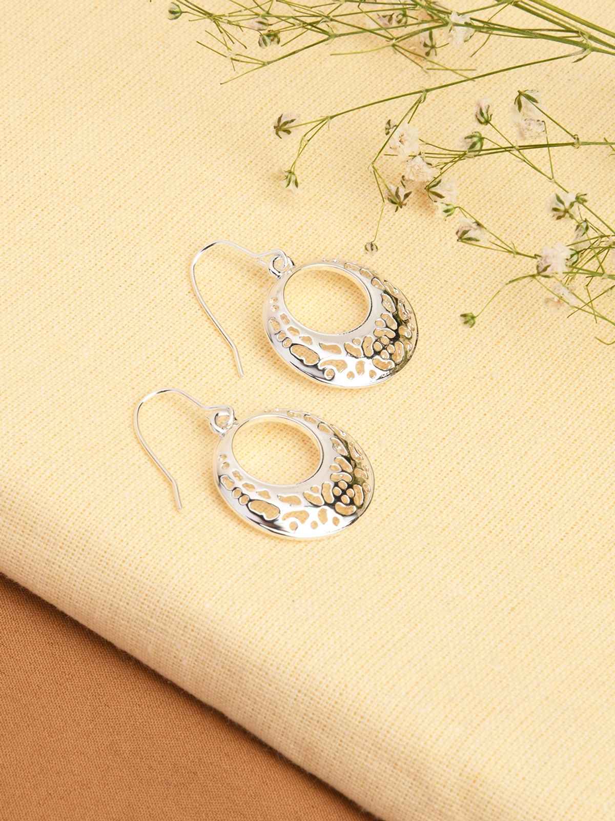 Accessorize London Women's Silver Filigree Short Drop Hoop Earring - Silver