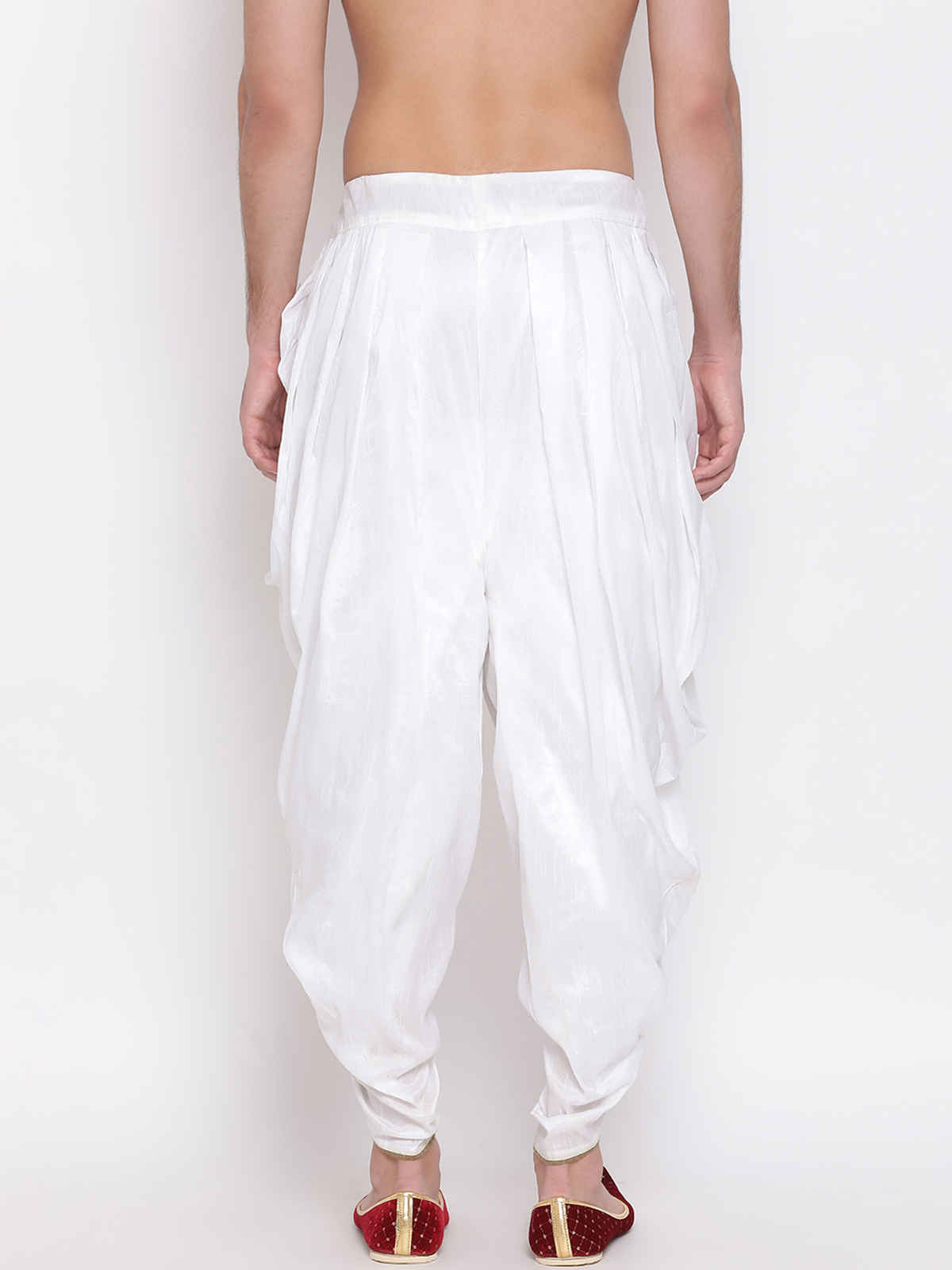 Vastramay Men's Silk Blend Dhoti | White | M