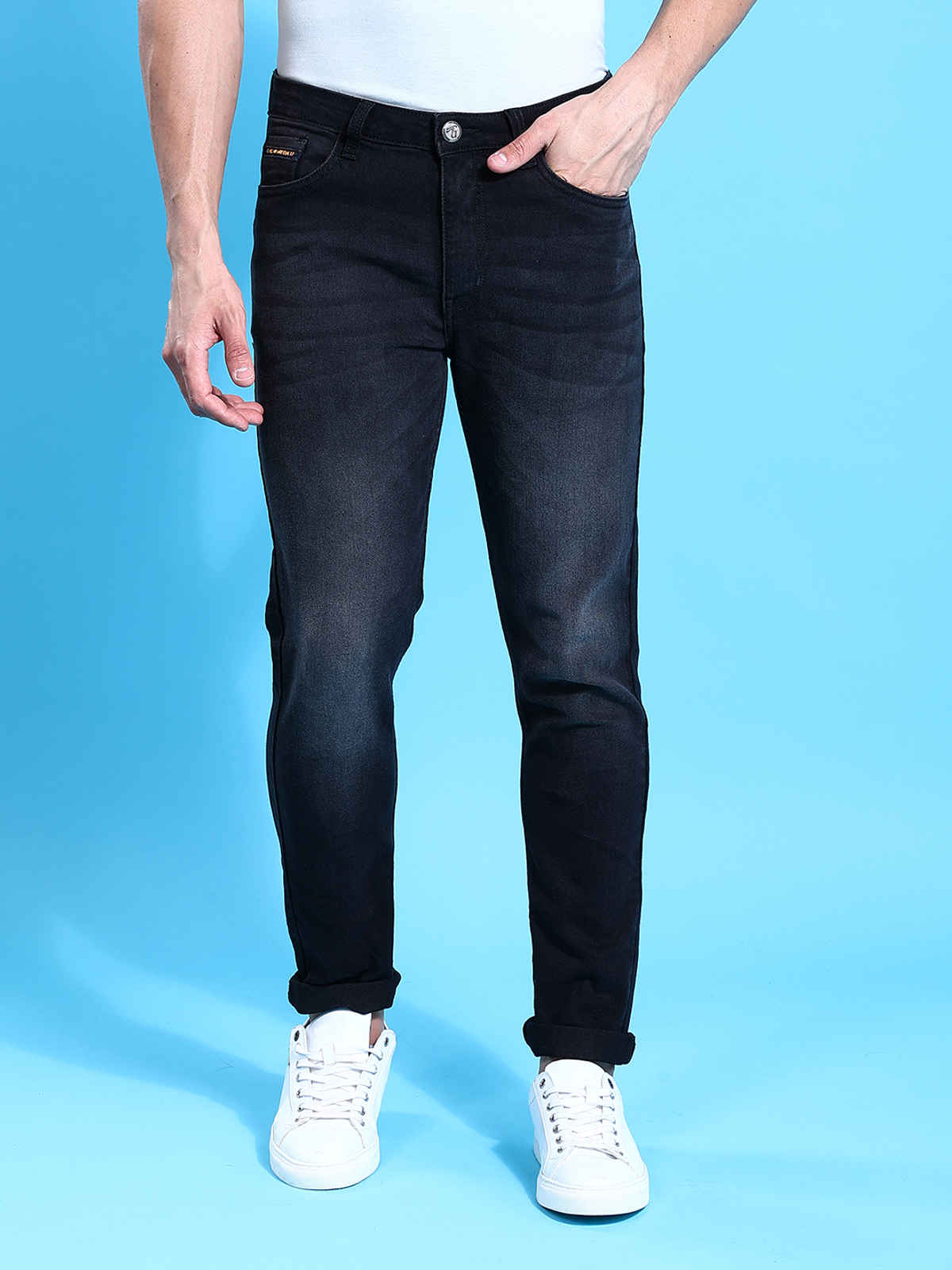 The Indian Garage Co Slim Fit Solid Casual Jeans | Black - 34