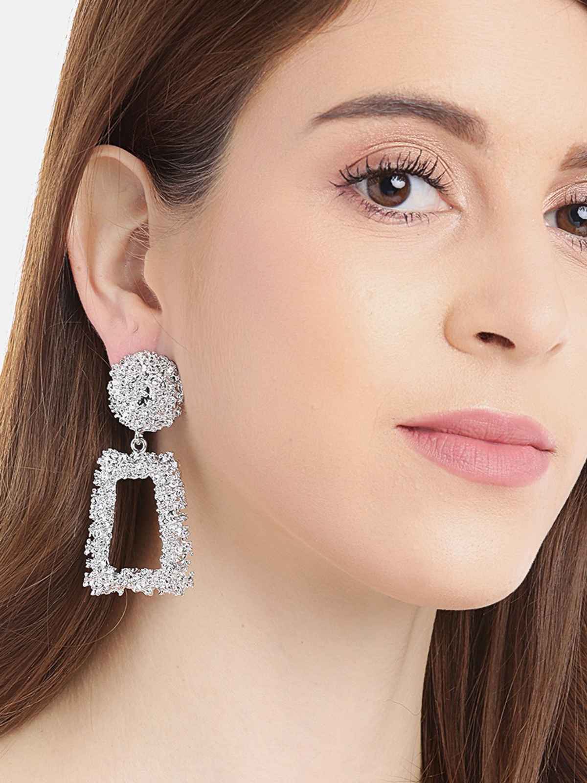 Youbella Jewellery Celebrity Inspired Handmade Earrings For Girls And Women (Silver)(Ybear - 32847)