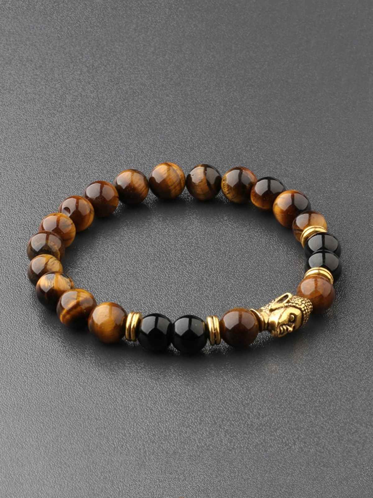 Yellow Chimes D'Vine Buddha Beads Reiki Onyx Charm Bracelet for Men