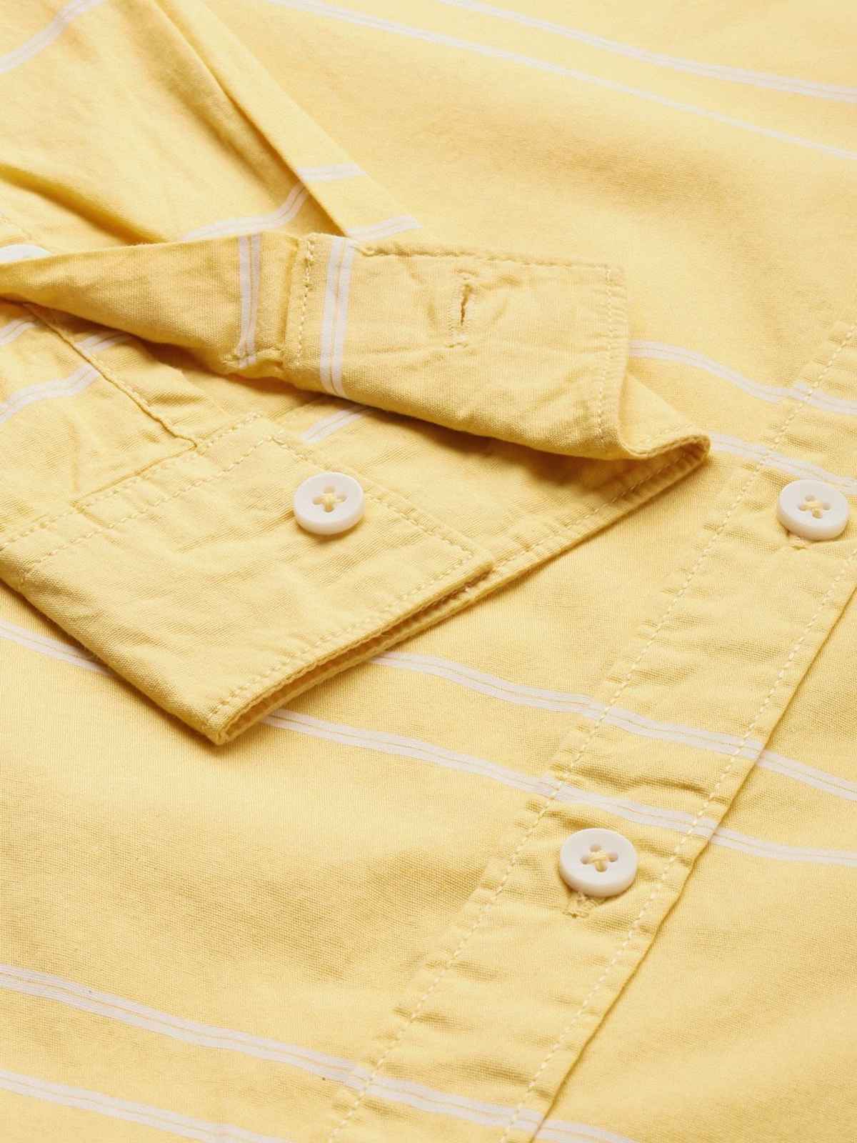 The Indian Garage Co | Men Slim Fit Striped Casual Shirt | Yellow | 2XL