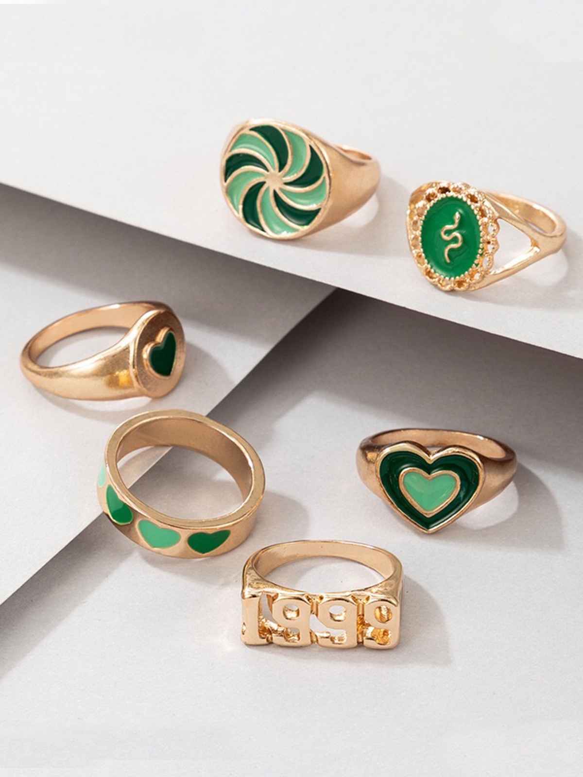 YouBella Jewellery Gold Plated Enamelled Combo of Rings for Girls and Women (YBRG - 20139)