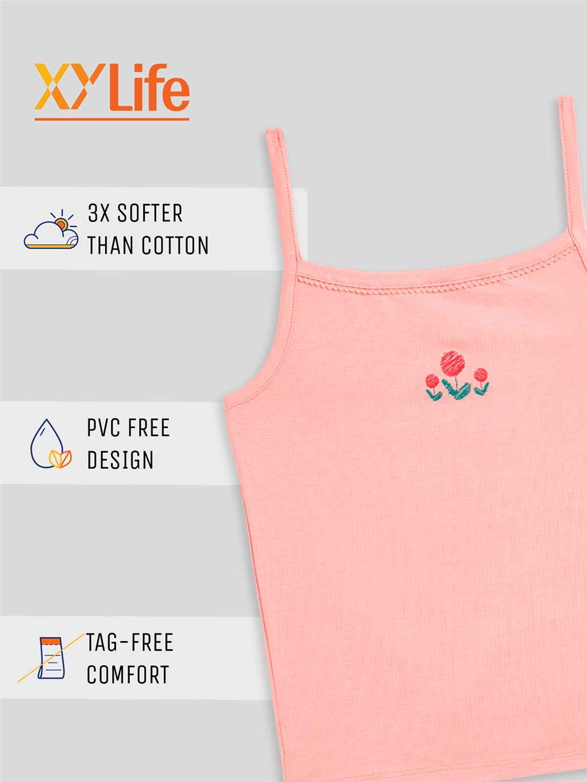 XY Life Slips for Girls, Tencel Modal, Antimicrobial - Aqua Green+Frost Pink | 5-6Y| Pack Of 2