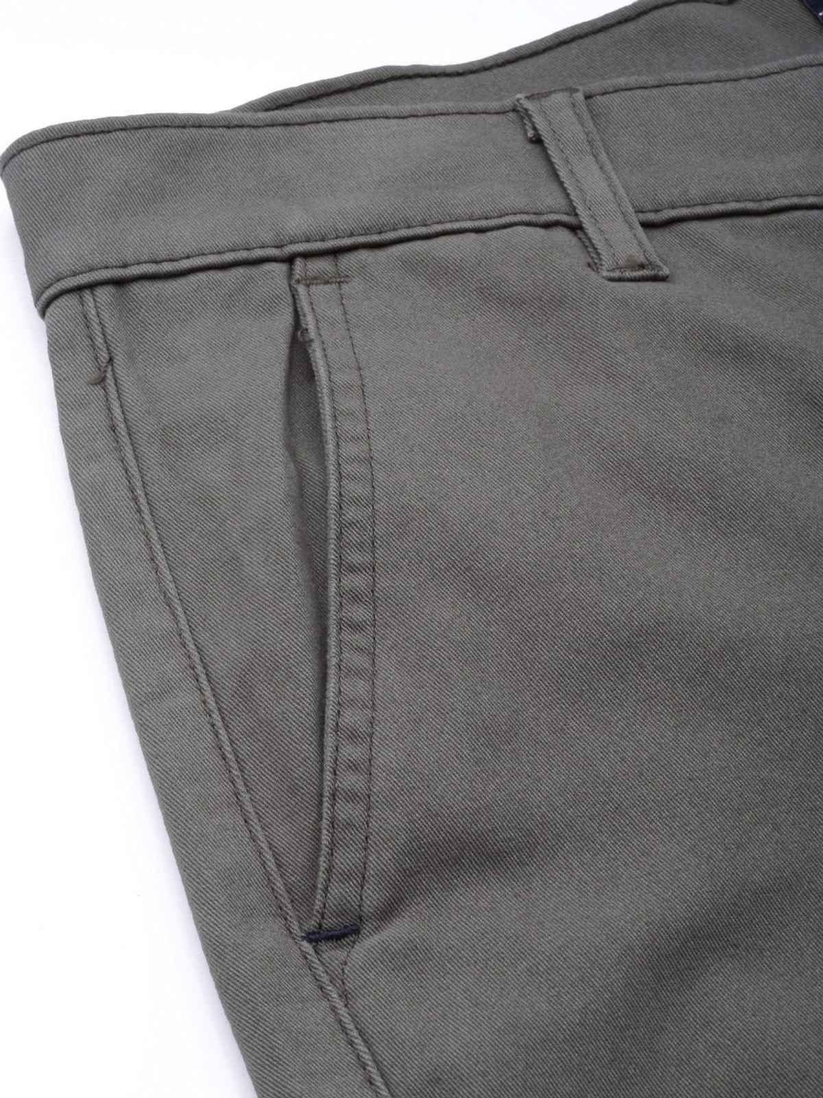 The Indian Garage Co Men's Slim Fit Solid Casual Trouser | Grey - 34