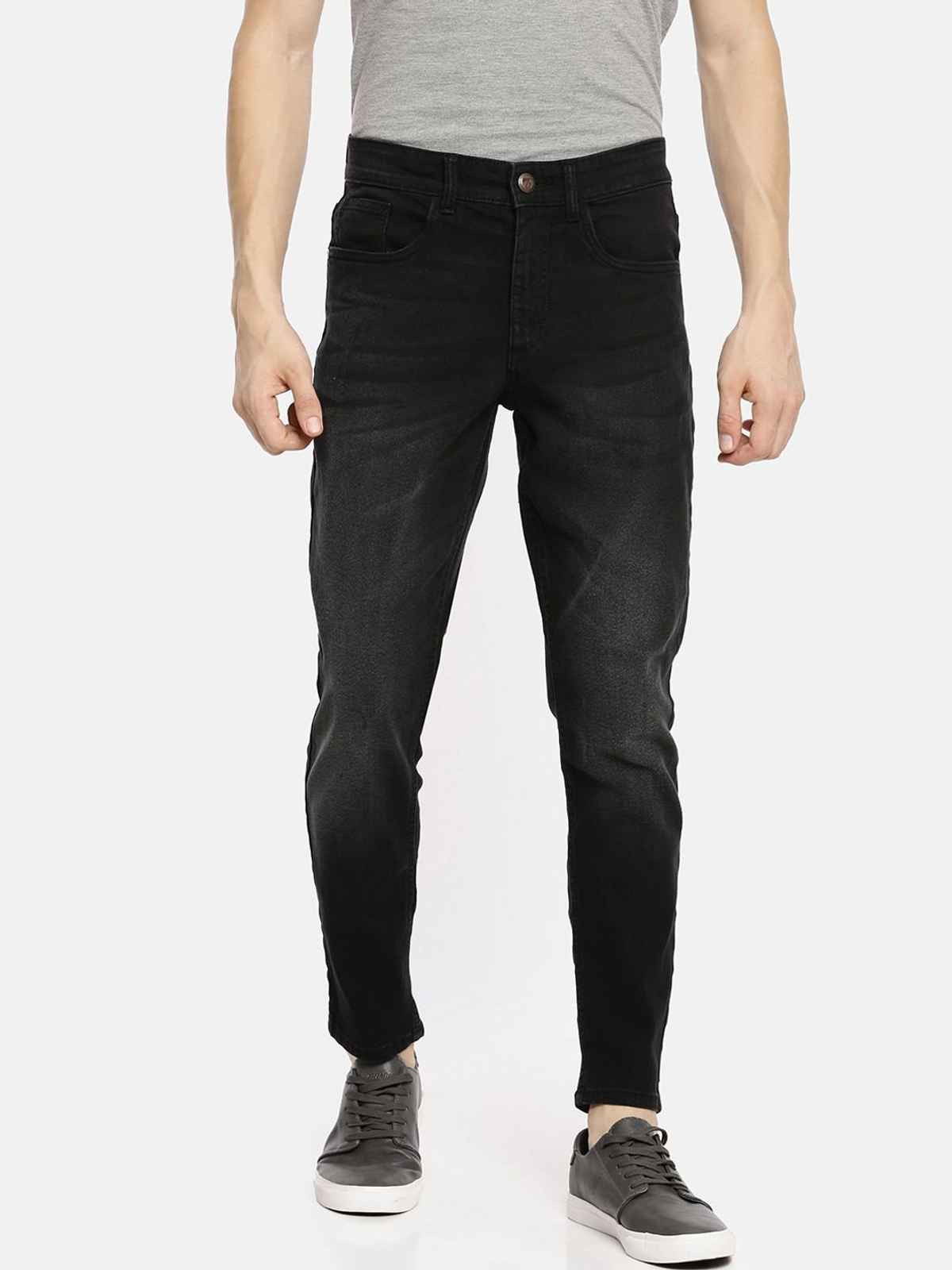 The Indian Garage Co Slim Fit Solid Casual Jeans | Black - 34