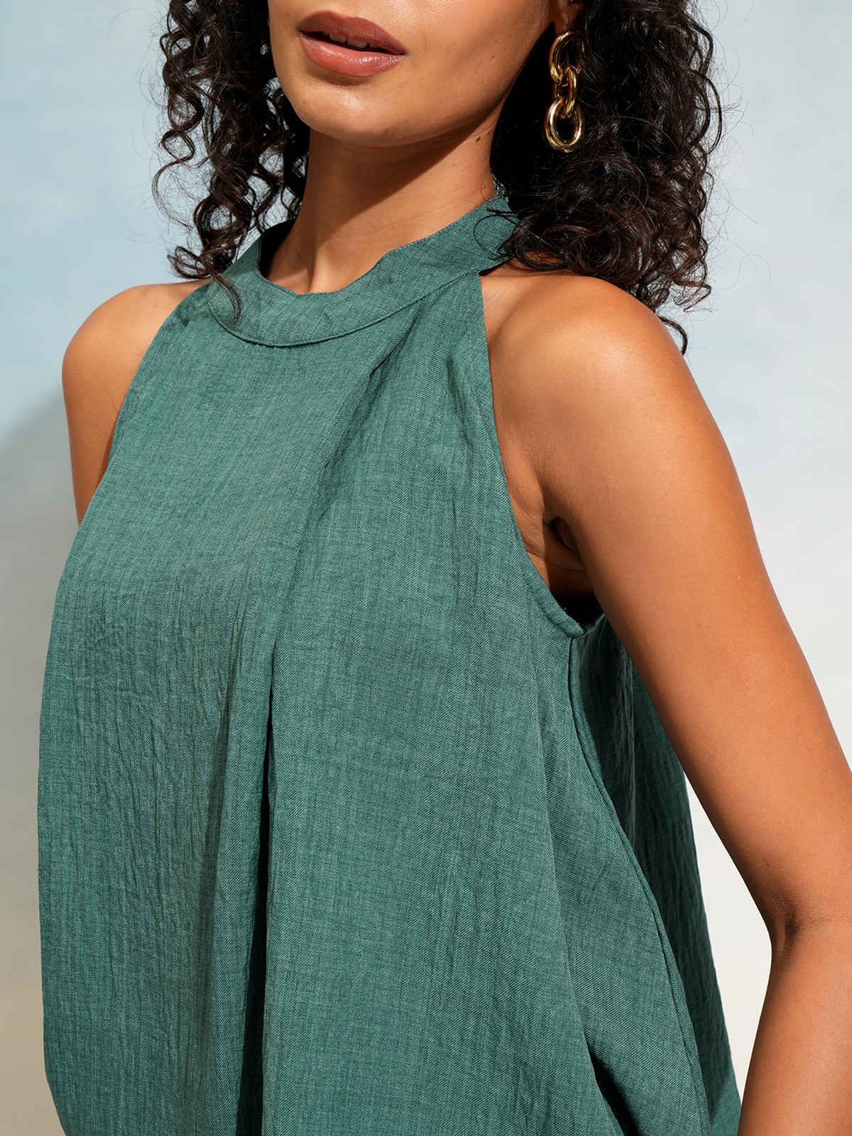 Tokyo Talkies Women's Solid Relaxed Top & Trouser Co-Ord Set | Teal - L