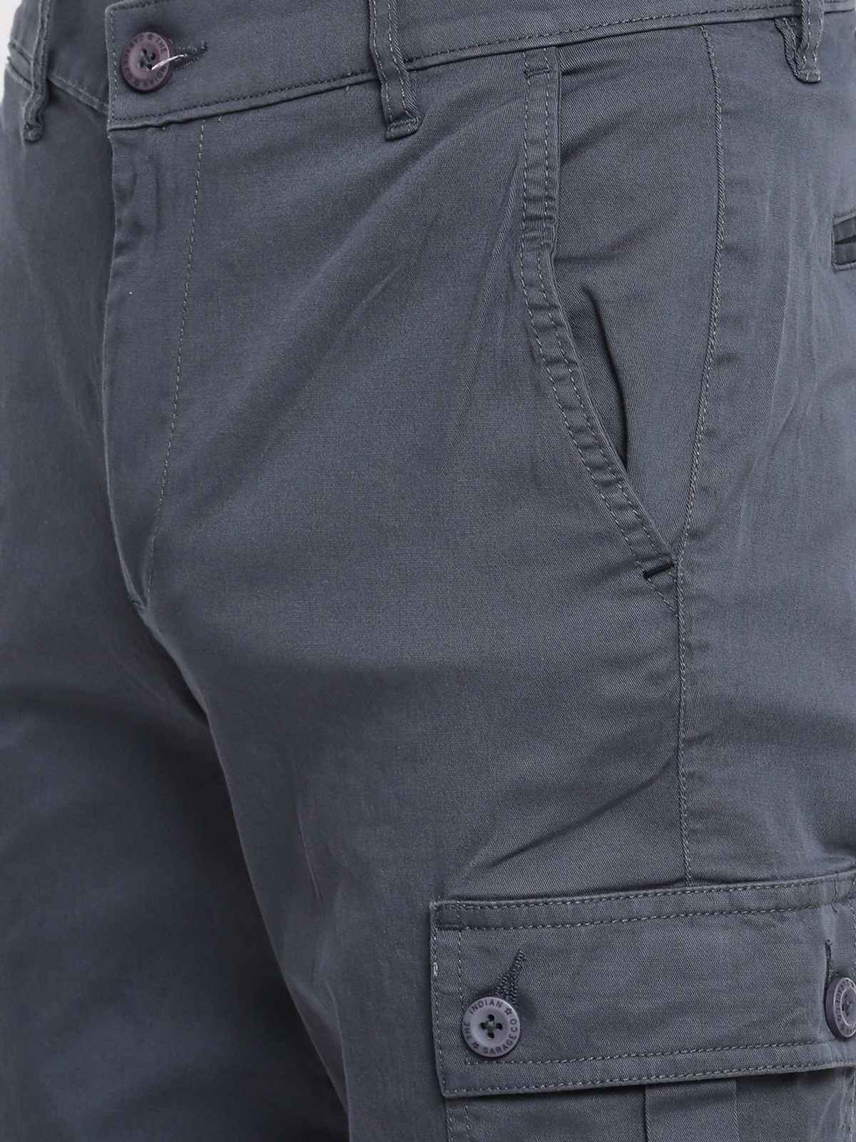 The Indian Garage Co Men's Slim Fit Solid Casual Trouser | Blue - 34
