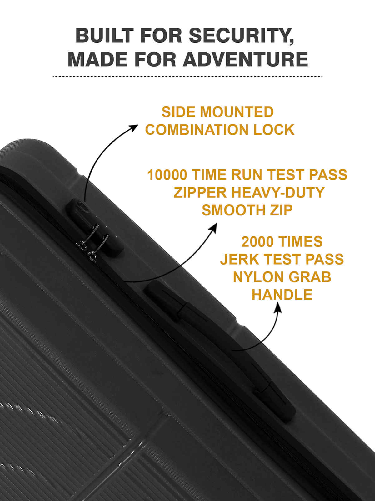 Teakwood Textured PP 40 L Retractable Hard Luggage | Grey - 55 cm