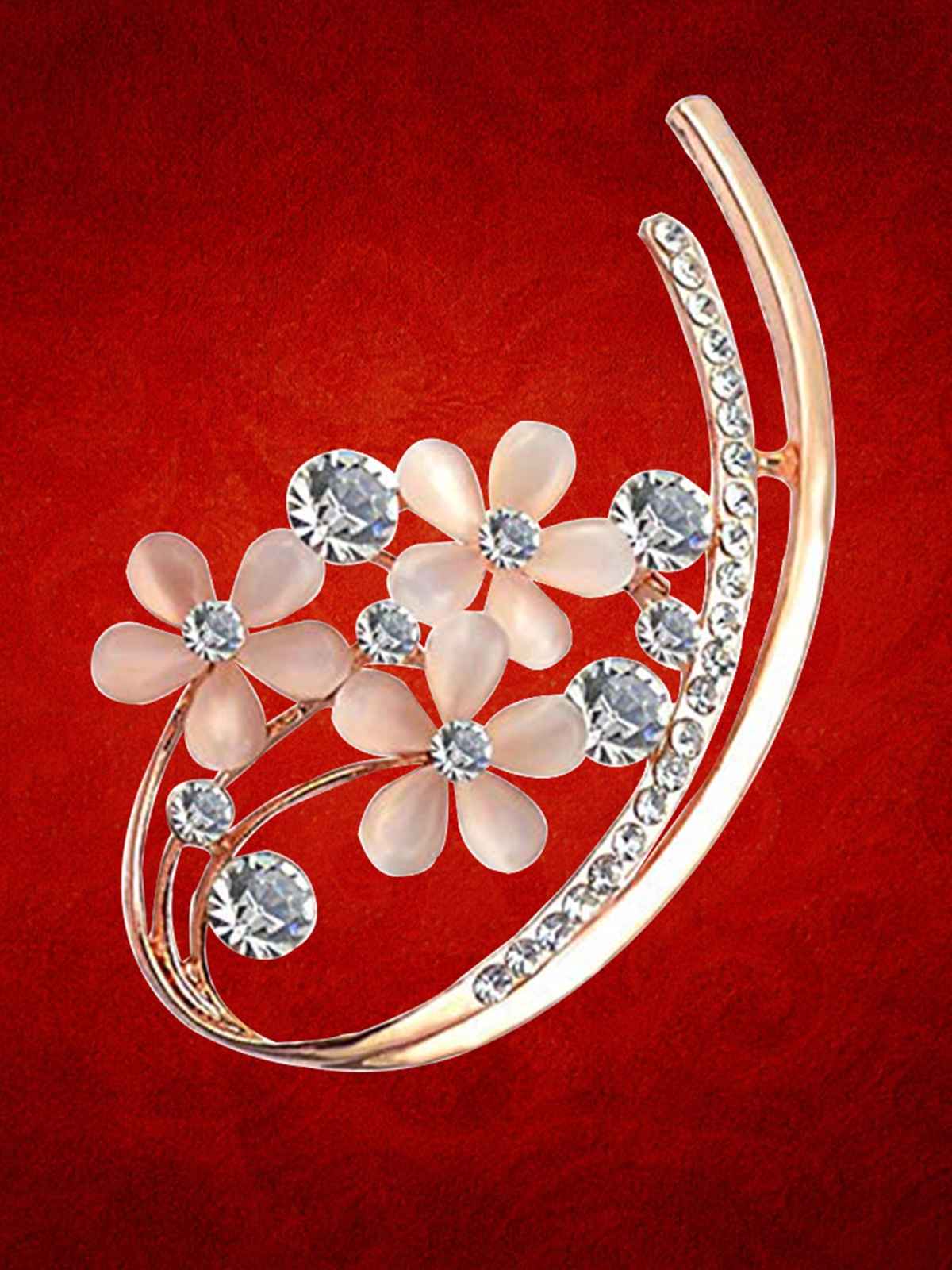 Youbella Stylish Floral Jewellery Gold Plated Brooches For Women (Golden) (Yb - Brooch - 85)