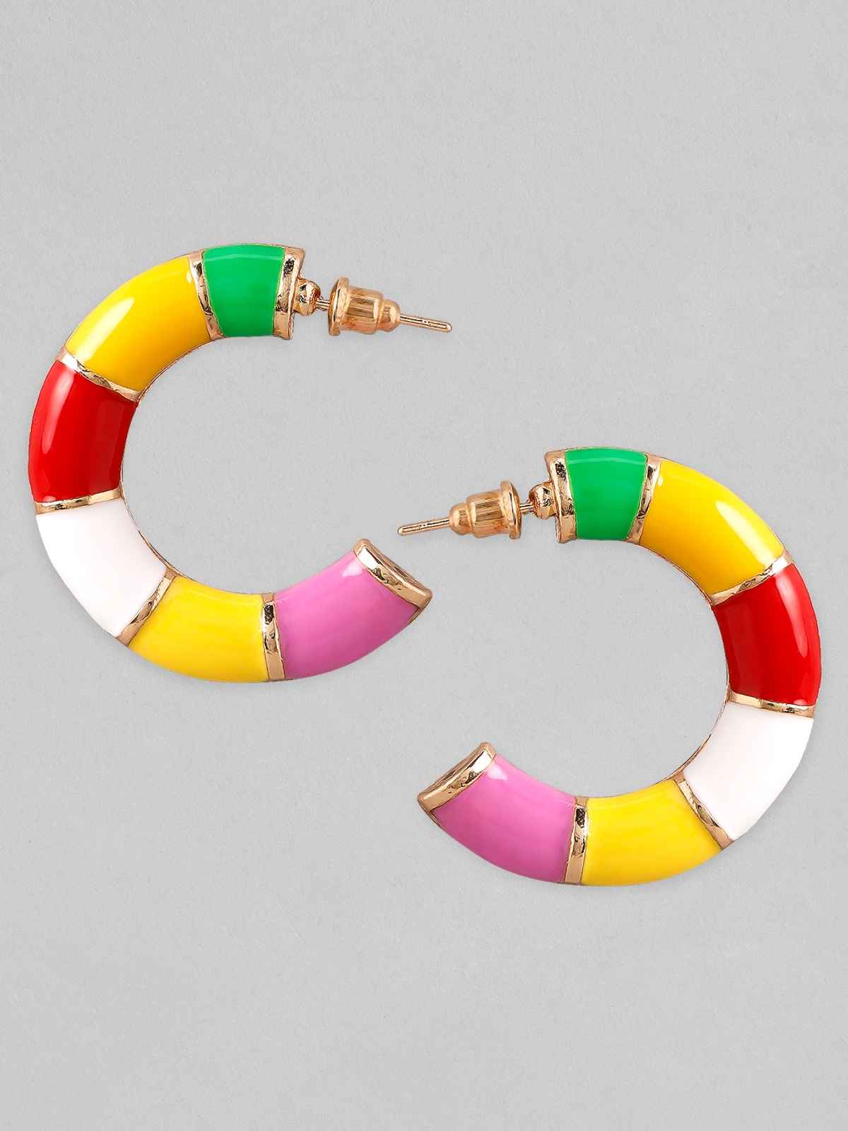 Rubans Gold-Toned Contemporary Half-Hoop Earrings