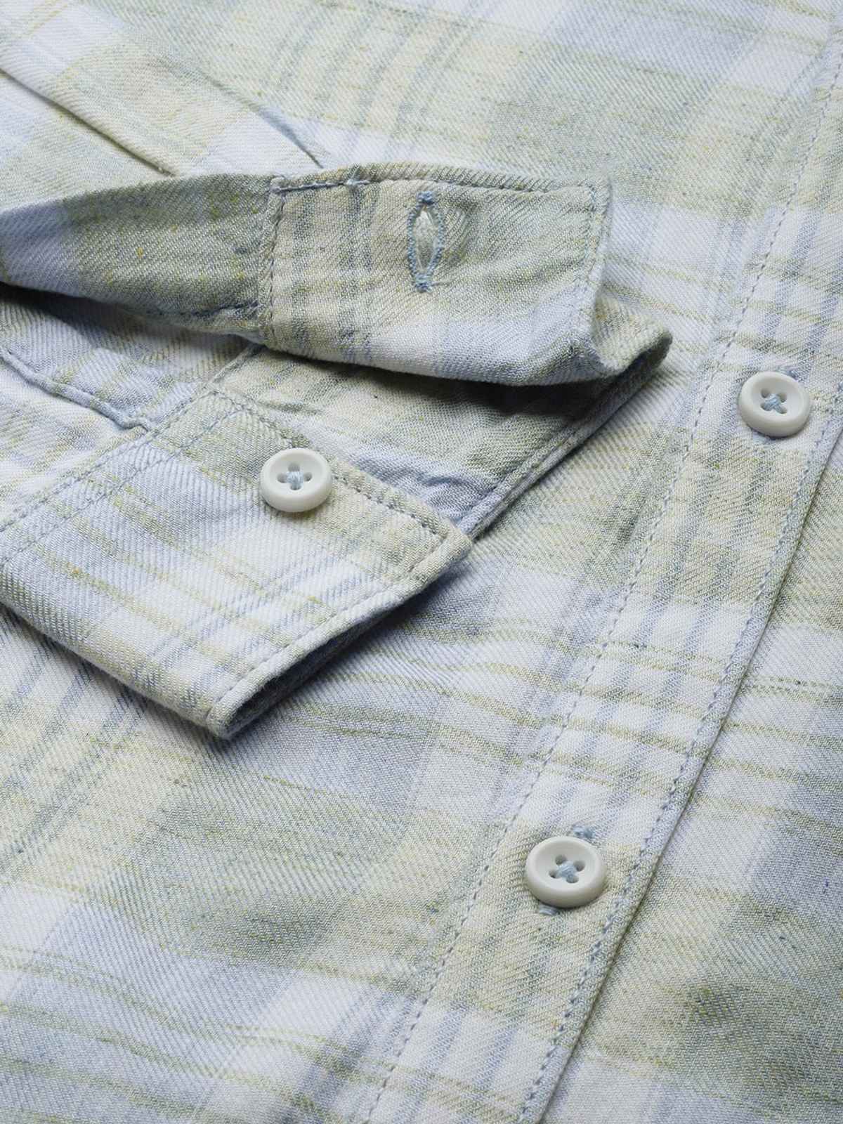 The Indian Garage Co Men's Slim Fit Checked Casual Shirt | Green - M