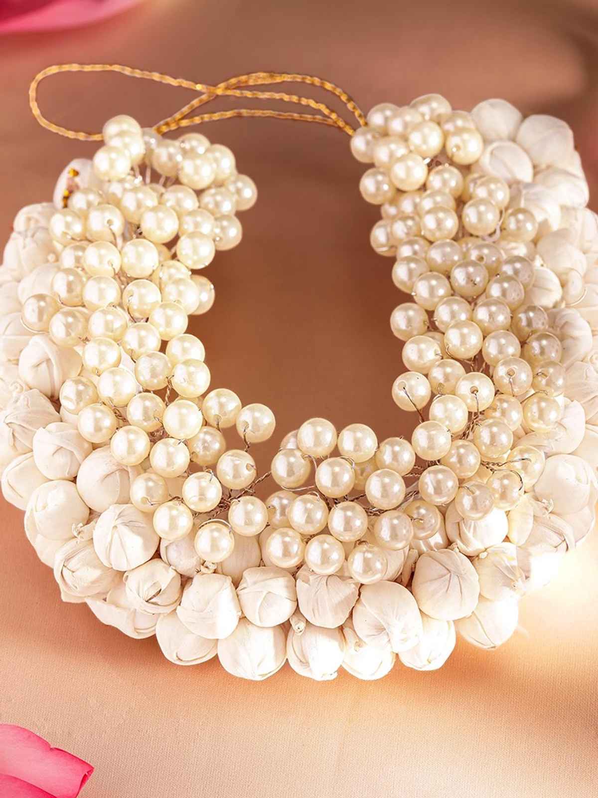 Rubans Women White Beaded Hair Pin