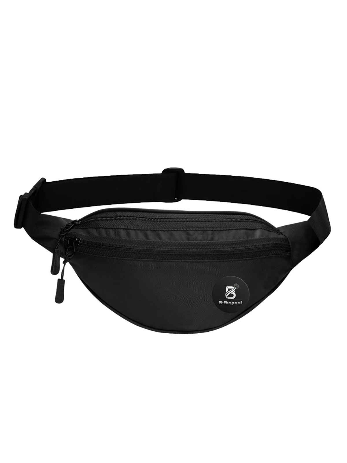 B BEYOND Unisex Waist Pouch Bag Logo Printed | Black