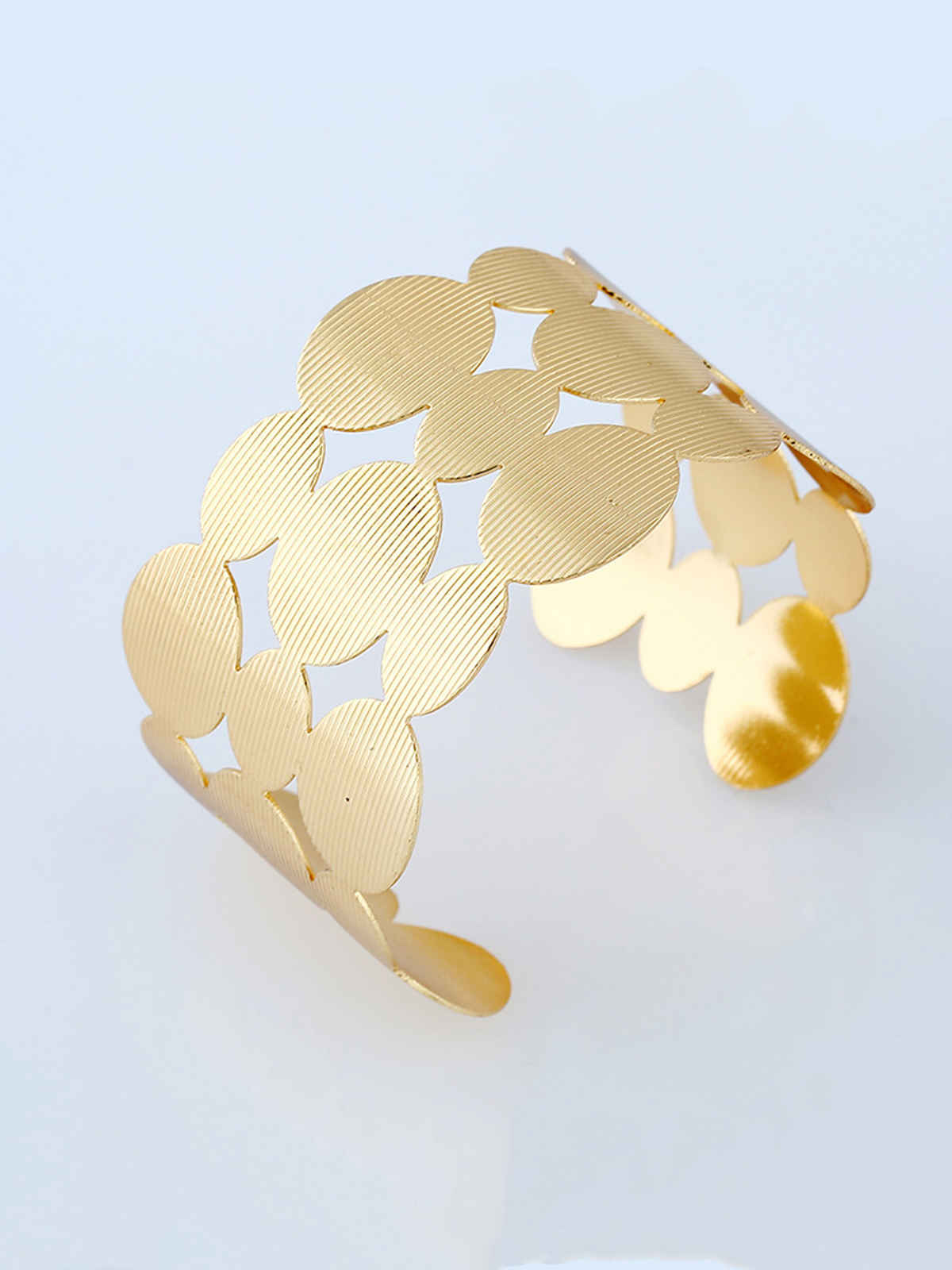Yellow Chimes Oval Shaped Gold Plated Hand Cuff Bracelet for Women