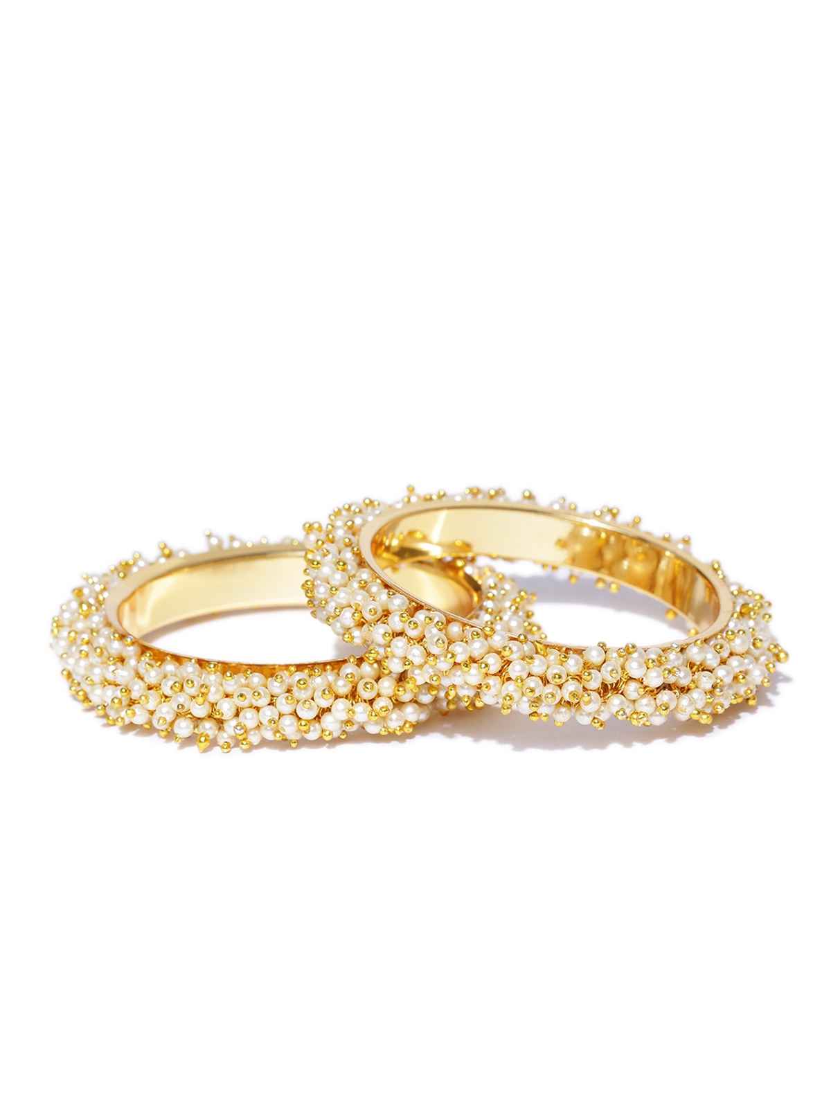 YouBella Traditional Gold Plated and Pearl Bangle Set for Women (YBBN - 91091 - 2.8)
