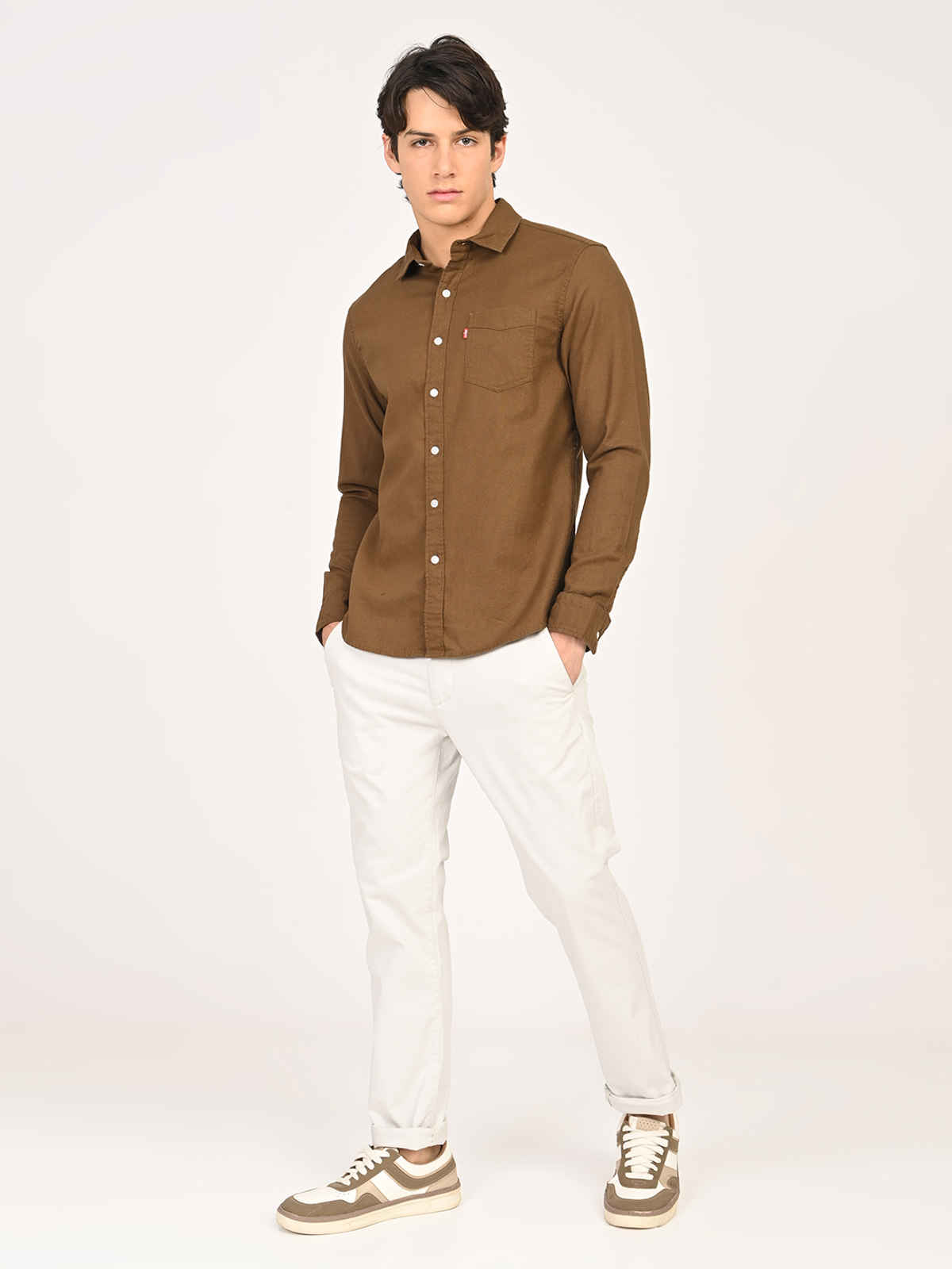 Levi's Men's Solid Slim Fit Shirt | Olive Green | S
