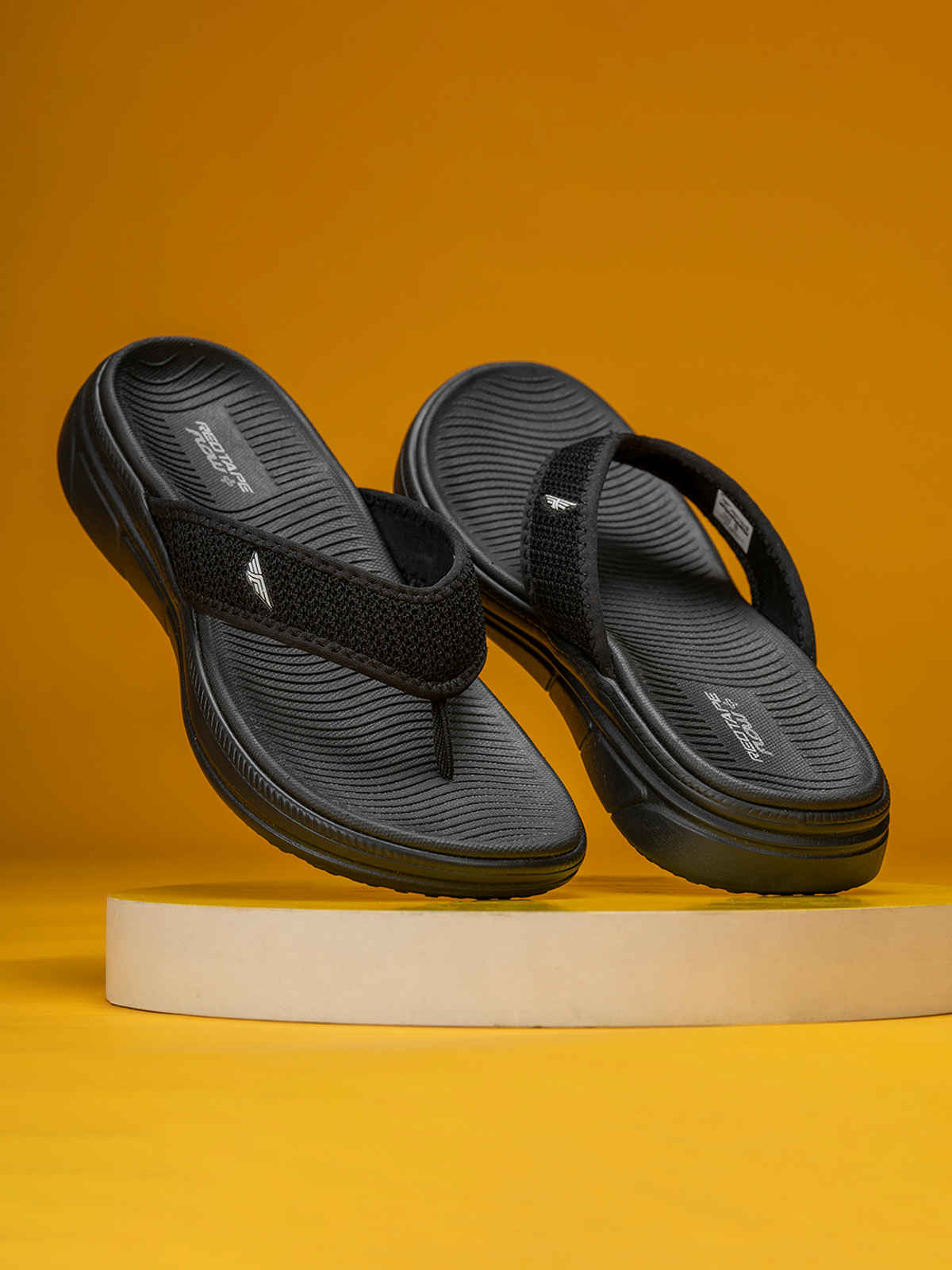 Red Tape Men's Casual Flip-Flops | RTF0101 | Black - UK 10